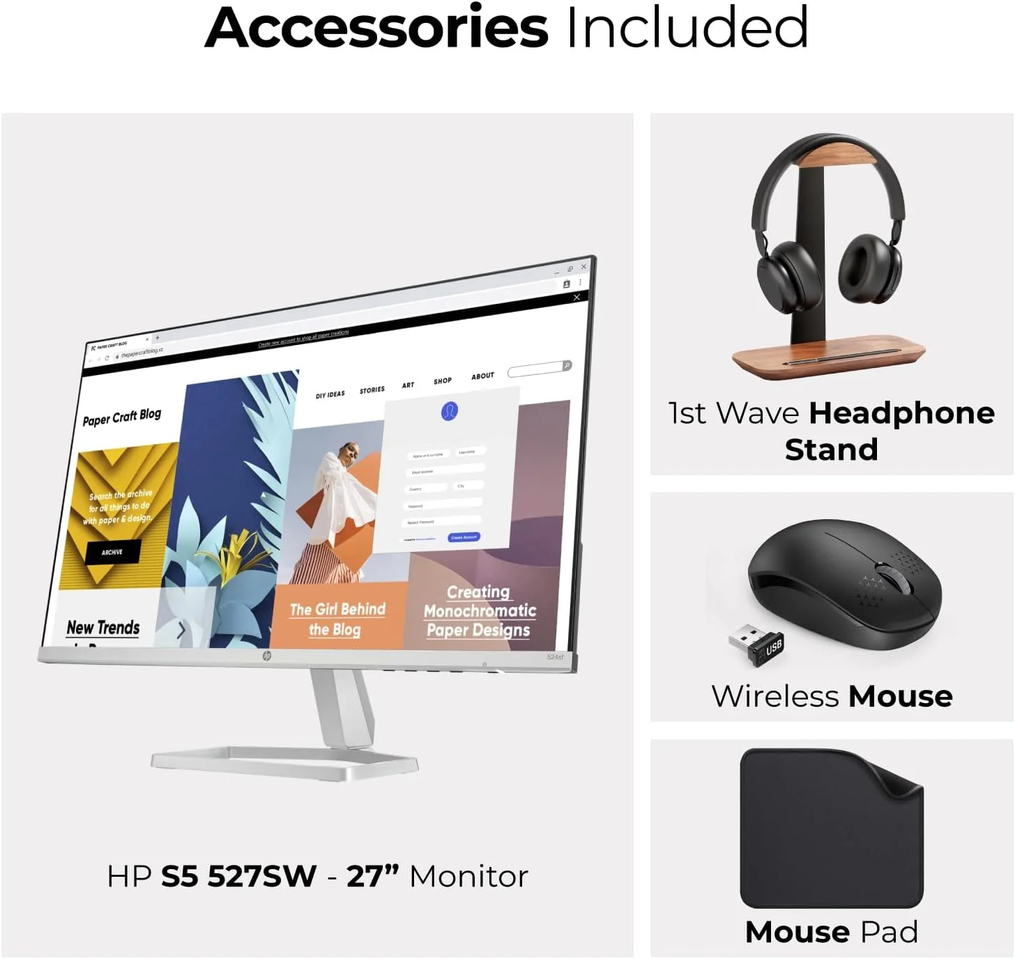 مانیتور 27 اینچی تجاری HP با صفحه نمایش FHD (سفید) - پنل IPS، رزولوشن 1920x1080، 100 هرتز، 5 میلیثانیه، HDMI، DisplayPort، VGA (شامل پایه هدست First Wave + ماوس بیسیم + پد ماوس First Wave) - s5 527sw مانیتور 27 اینچی تجاری HP با صفحه نمایش FHD (سفید) - پنل IPS، رزولوشن 1920x1080، 100 هرتز، 5 میلیثانیه، HDMI، DisplayPort، VGA (شامل پایه هدست First Wave + ماوس بیسیم + پد ماوس First Wave) - s5 527sw