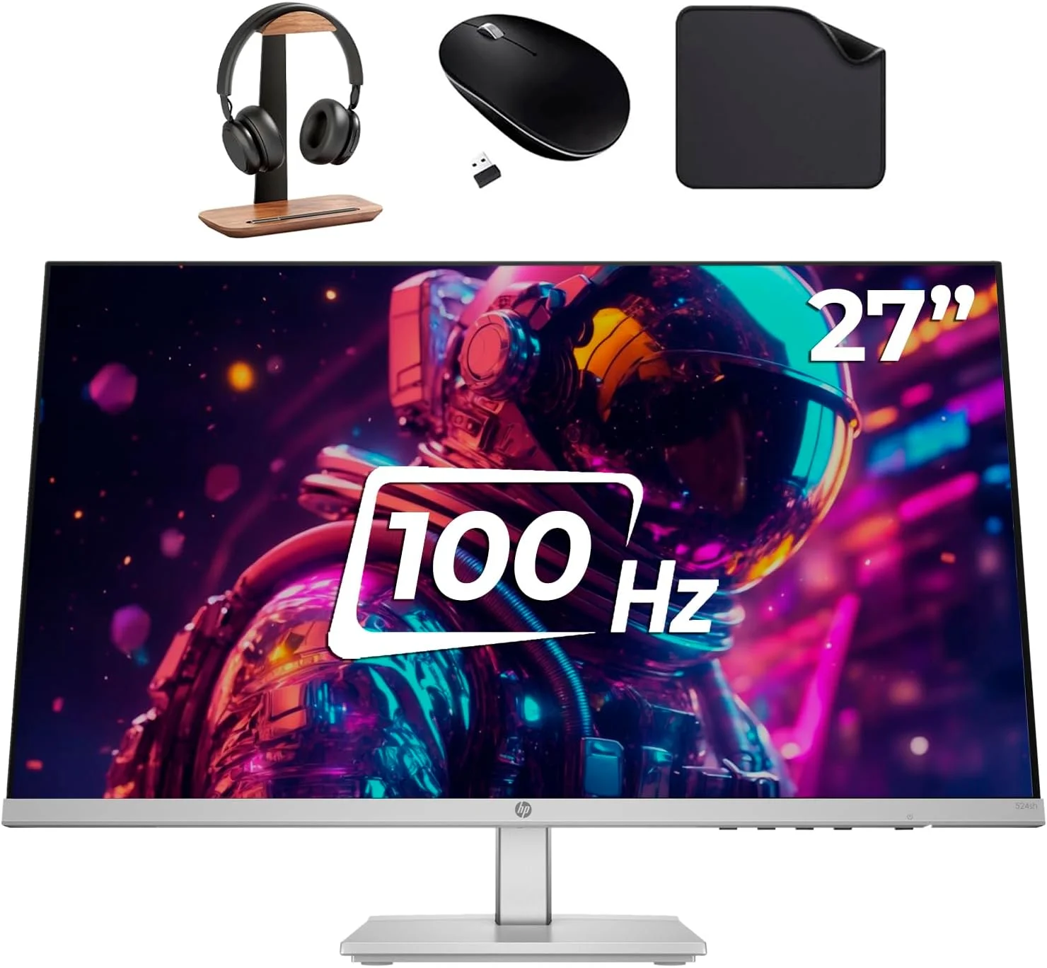 مانیتور حرفه ای 27 اینچی HP با صفحه نمایش FHD - پنل IPS، رزولوشن 1920x1080، 100 هرتز، 5 میلی ثانیه، HDMI، DisplayPort، VGA (شامل پایه هدست First Wave + ماوس بی سیم + پد ماوس First Wave) - s5 527sh