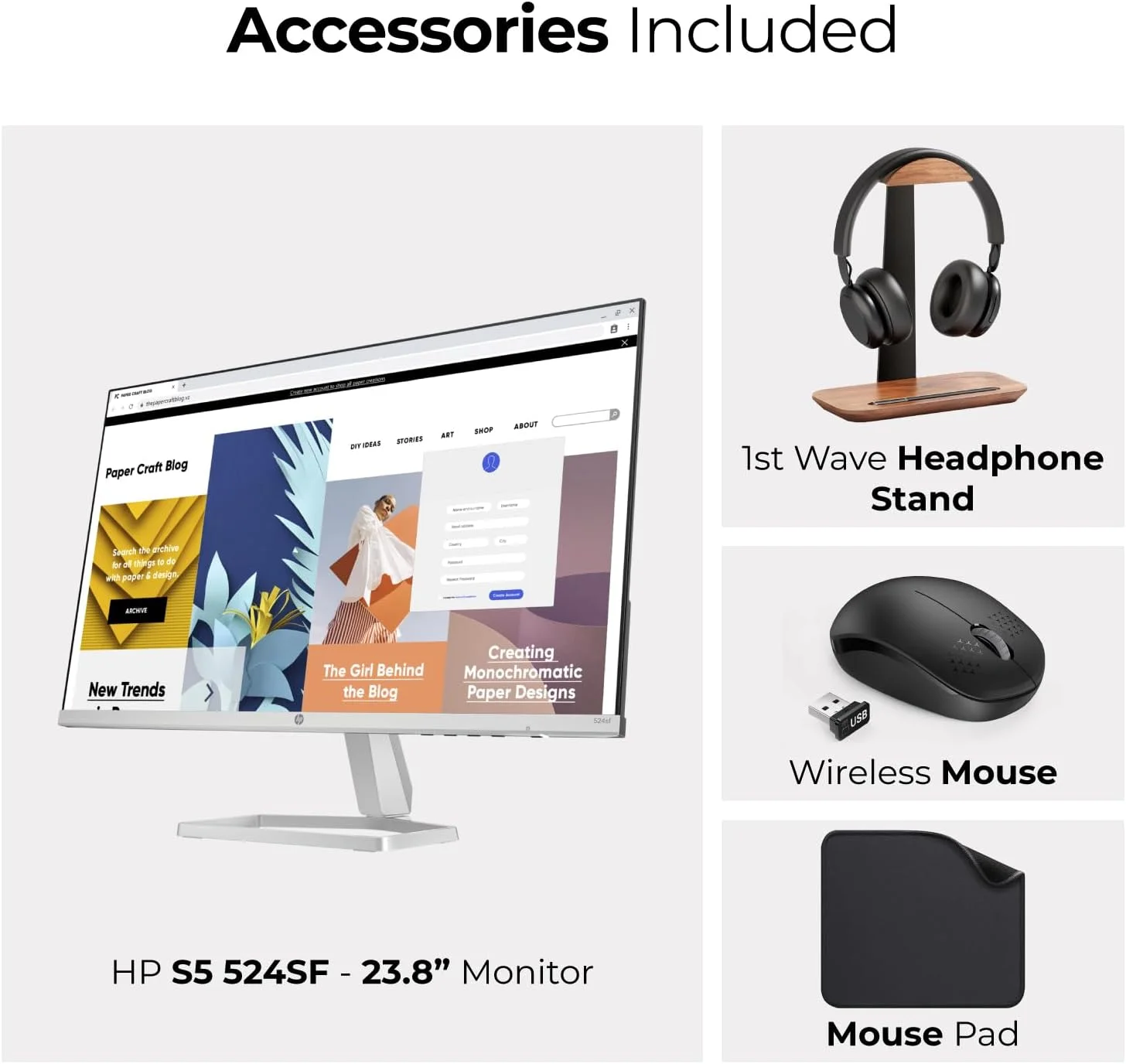 مانیتور 23.8 اینچی تجاری HP با صفحه نمایش FHD - پنل IPS، رزولوشن 1920x1080، 100 هرتز، 5 میلیثانیه، HDMI، VGA (شامل پایه هدست First Wave + ماوس بیسیم + پد ماوس) - S5 524SF مانیتور 23.8 اینچی تجاری HP با صفحه نمایش FHD - پنل IPS، رزولوشن 1920x1080، 100 هرتز، 5 میلیثانیه، HDMI، VGA (شامل پایه هدست First Wave + ماوس بیسیم + پد ماوس) - S5 524SF