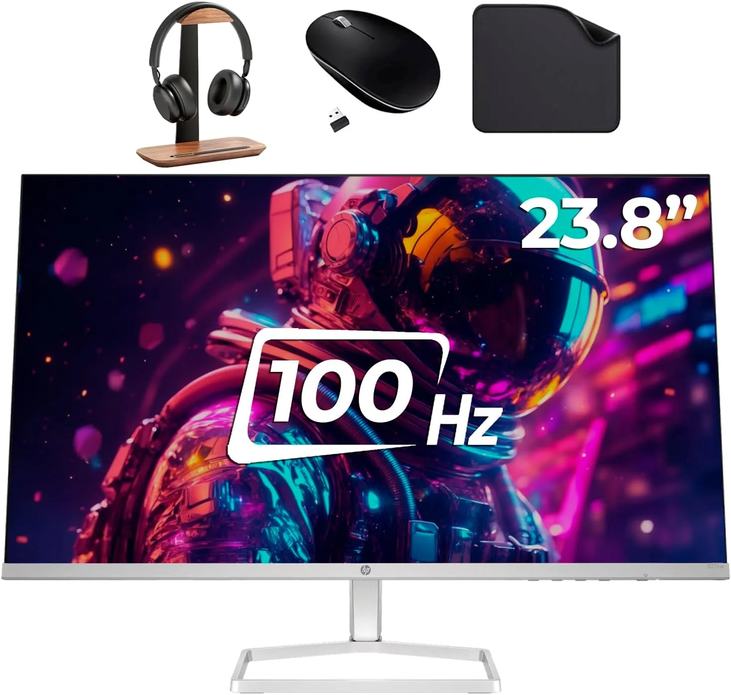 مانیتور 23.8 اینچی تجاری HP با صفحه نمایش FHD (سفید) - پنل IPS، رزولوشن 1920x1080، 100 هرتز، 5 میلی‌ثانیه، HDMI، DisplayPort، VGA (شامل پایه هدست First Wave + ماوس بی‌سیم + ماوس پد First Wave) - s5 524sw