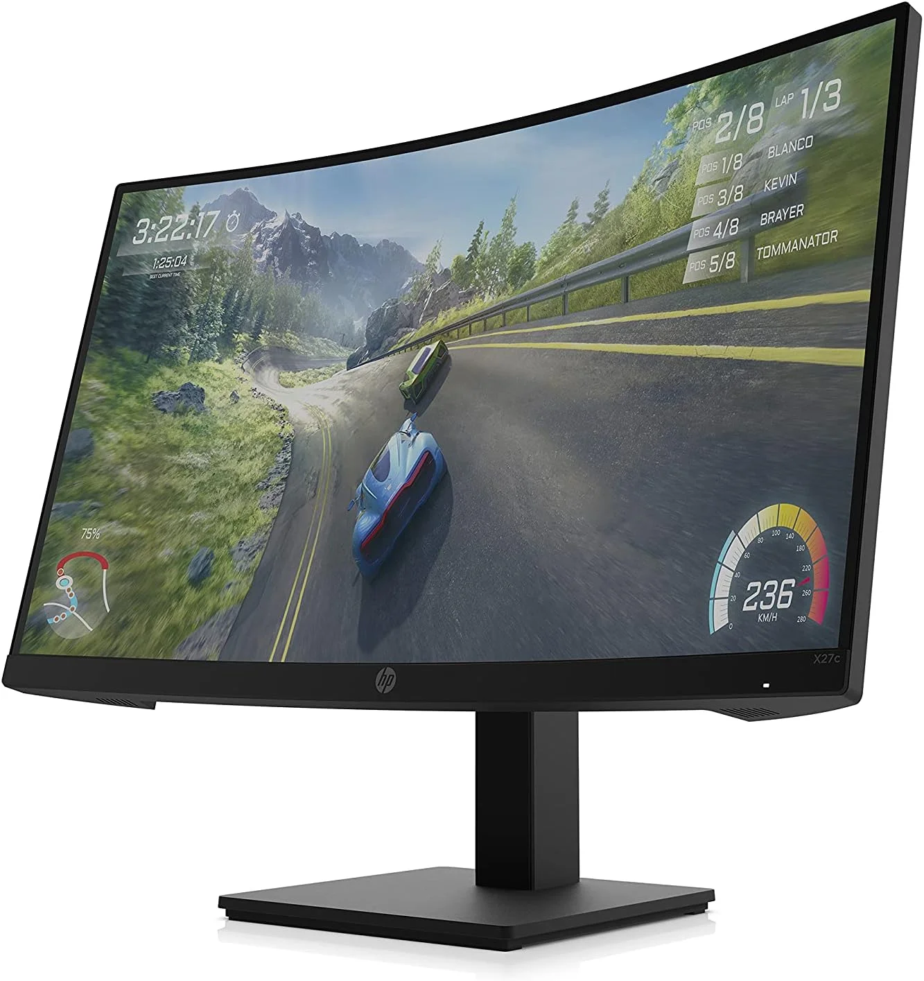 مانیتور گیمینگ HP X27c، 27 اینچ FHD، 350 نیت، نرخ تازه سازی 165 هرتز و صفحه نمایش خمیده 1500R، مشکی - [32G13AS]