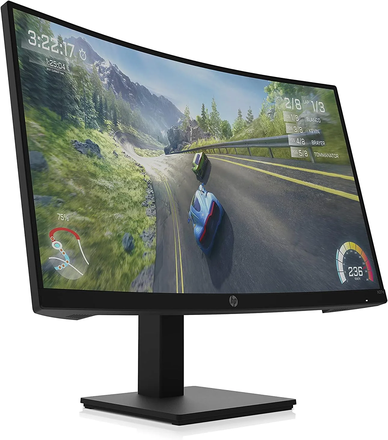 مانیتور گیمینگ HP X27c، 27 اینچ FHD، 350 نیت، نرخ تازه سازی 165 هرتز و صفحه نمایش خمیده 1500R، مشکی - [32G13AS]
