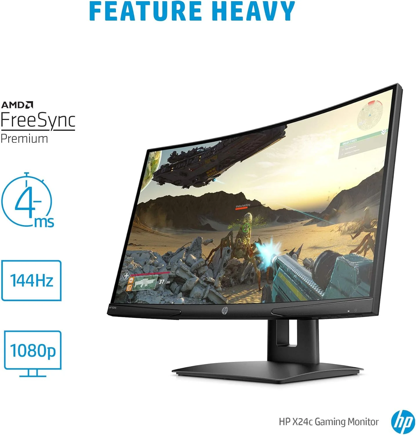 مانیتور گیمینگ HP X24c | مانیتور گیمینگ خمیده 1500R با رزولوشن FHD، نرخ تازه سازی 144 هرتز و AMD FreeSync Premium | (9EK40AA) مشکی مانیتور گیمینگ HP X24c | مانیتور گیمینگ خمیده 1500R با رزولوشن FHD، نرخ تازه سازی 144 هرتز و AMD FreeSync Premium | (9EK40AA) مشکی
