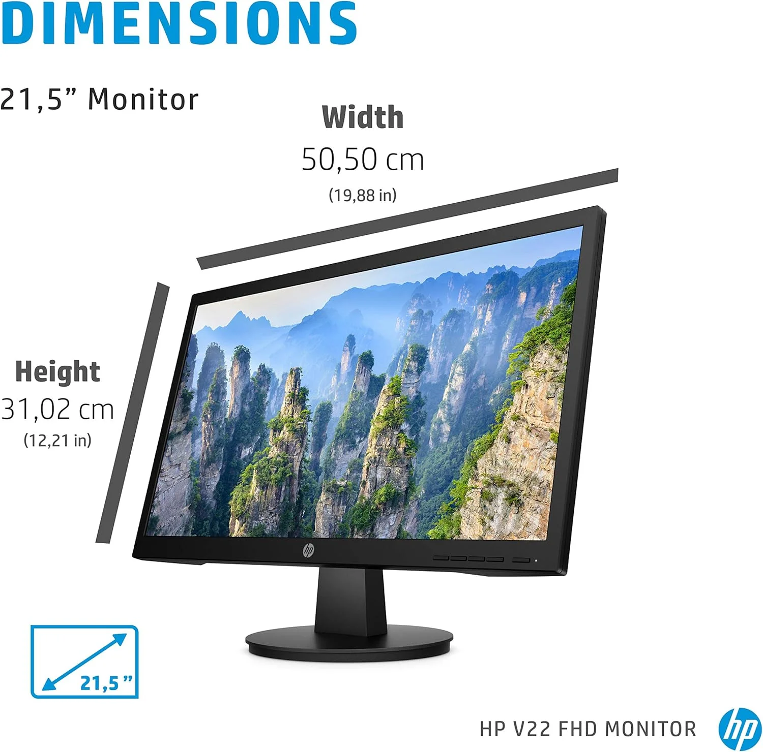 مانیتور فول اچ دی HP v22 (1920 x 1080) 21.5 اینچ (1 VGA، 1 HDMI) - مشکی مانیتور فول اچ دی HP v22 (1920 x 1080) 21.5 اینچ (1 VGA، 1 HDMI) - مشکی