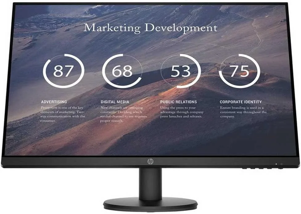 مانیتور صفحه تخت HP P27v G4، 68.6 سانتی متر (27 اینچ)، 1920 x 1080 پیکسل، Full HD، LCD، مشکی