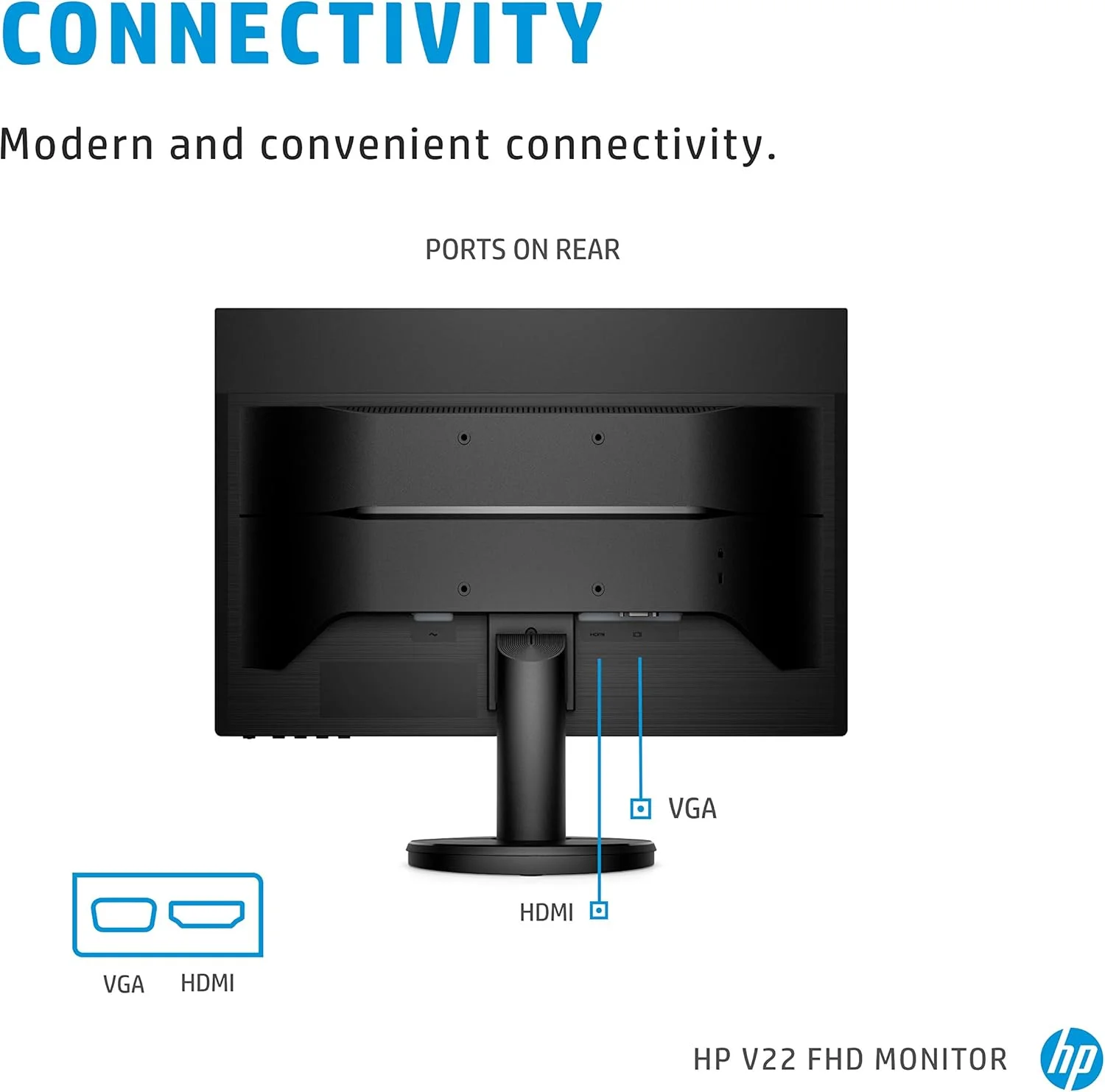 مانیتور فول اچ دی HP v22 (1920 x 1080) 21.5 اینچ (1 VGA، 1 HDMI) - مشکی مانیتور فول اچ دی HP v22 (1920 x 1080) 21.5 اینچ (1 VGA، 1 HDMI) - مشکی