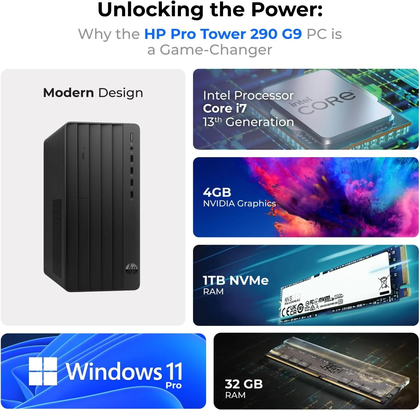 کامپیوتر رومیزی HP 290 G9 - Core i7 (نسل 13)، 32 گیگابایت رم، 1 ترابایت SSD، گرافیک NVIDIA 4GB، ویندوز 11 پرو، شامل کیبورد، ماوس، ماوس پد و آنتی ویروس نورتون و هدست سیمی HP کامپیوتر رومیزی HP 290 G9 - Core i7 (نسل 13)، 32 گیگابایت رم، 1 ترابایت SSD، گرافیک NVIDIA 4GB، ویندوز 11 پرو، شامل کیبورد، ماوس، ماوس پد و آنتی ویروس نورتون و هدست سیمی HP