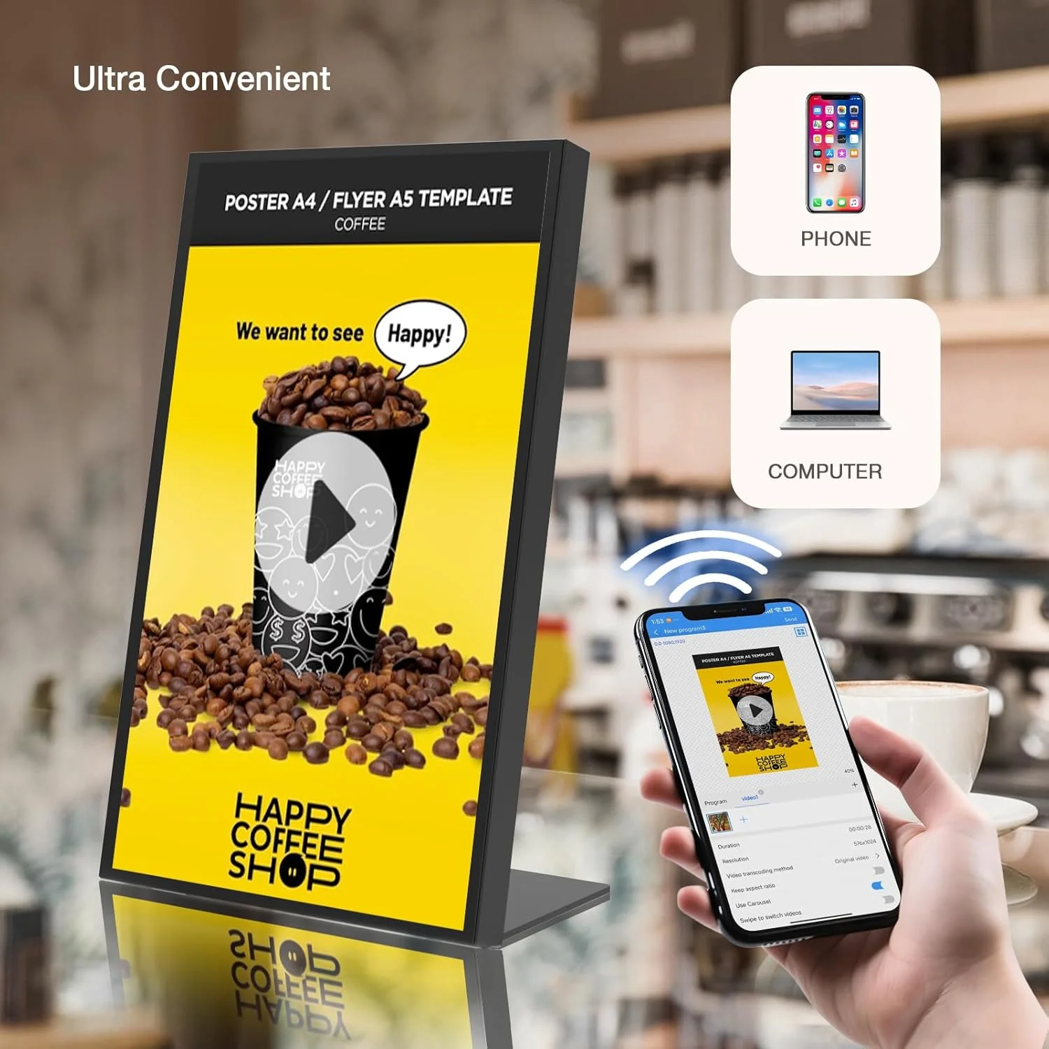 صفحه نمایش تبلیغاتی 18.5 اینچی HD 500 نیتی برای کیوسک پرداخت فروشگاهی، تبلیغات تجاری، اندروید با ورودی HDMI و پخش کننده رسانه دیجیتال