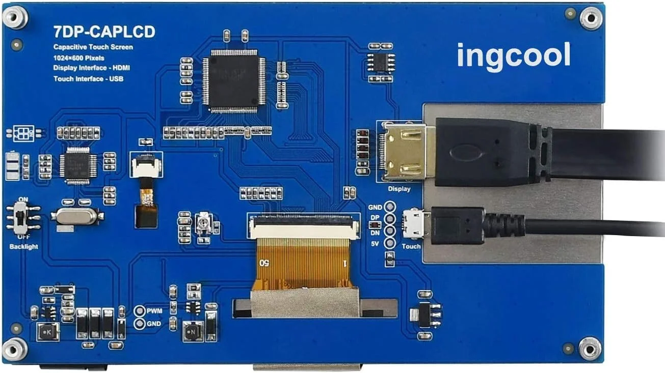 صفحه نمایش لمسی خازنی 7 اینچی HDMI LCD Ingcool با رزولوشن 1024x600، ماژول نمایشگر IPS سازگار با Raspberry Pi 4 3 2 1 B B+ A+، PC، پشتیبانی از Windows 10/8.1/8/7