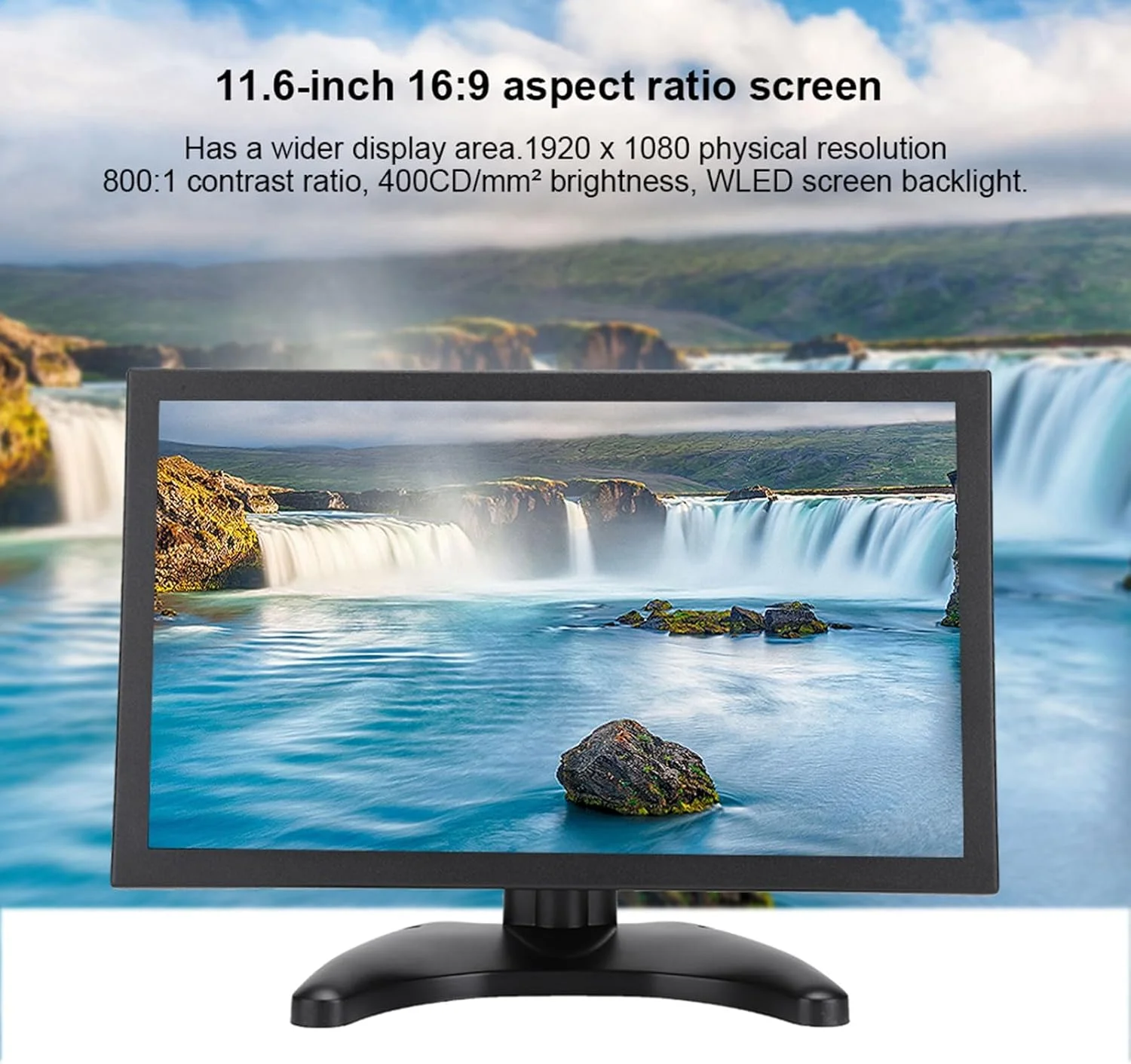مانیتور قابل حمل 11.6 اینچی Sorandy، صفحه نمایش HD چند لمسی خازنی با بدنه فلزی برای کامپیوتر، تلویزیون، دوربین مداربسته، کامپیوتر امنیتی، پهپاد (پلاگ GB)