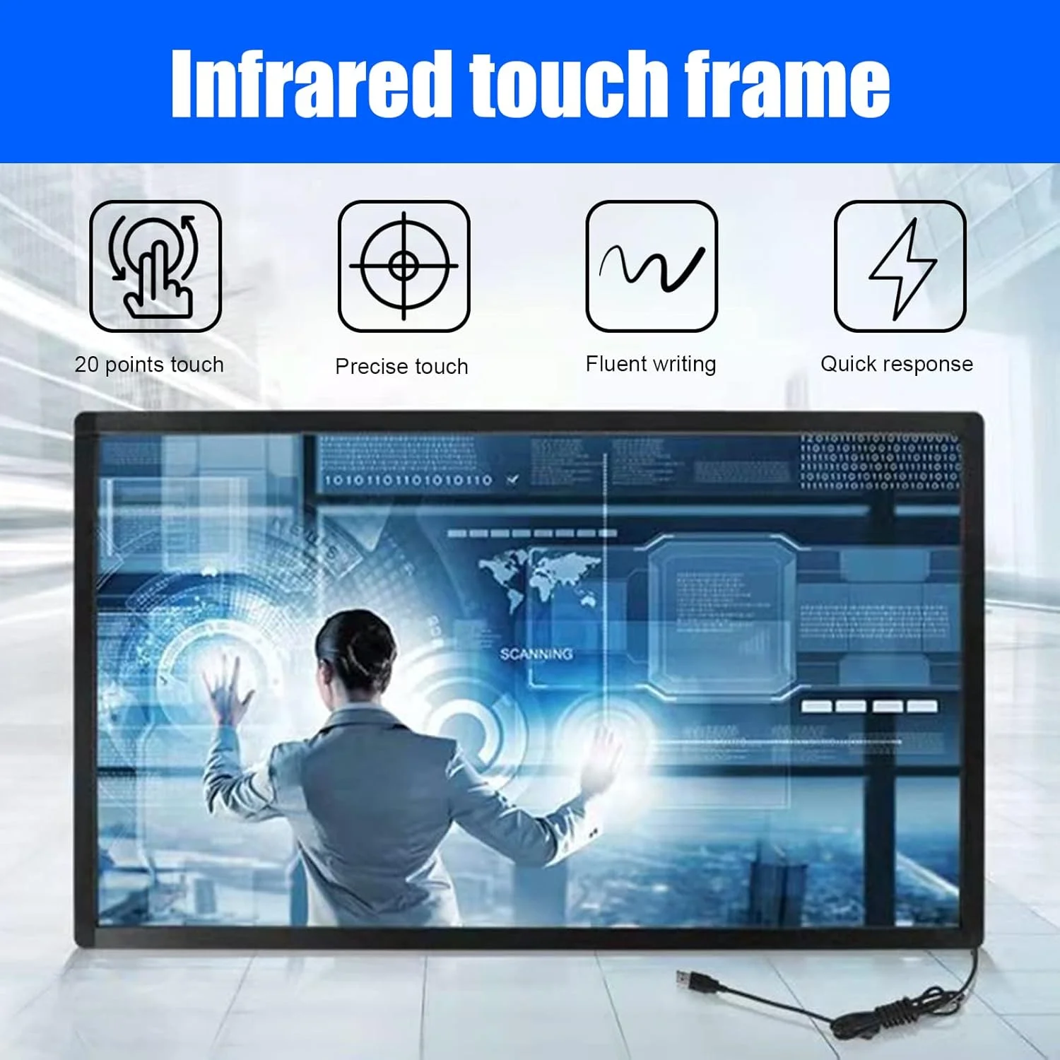 فریم لمسی مادون قرمز 65 اینچی SpecialTouch - پنل IR تعاملی 20 نقطه ای برای مانیتور LCD، تلویزیون، تابلوی دیجیتال، وایت برد