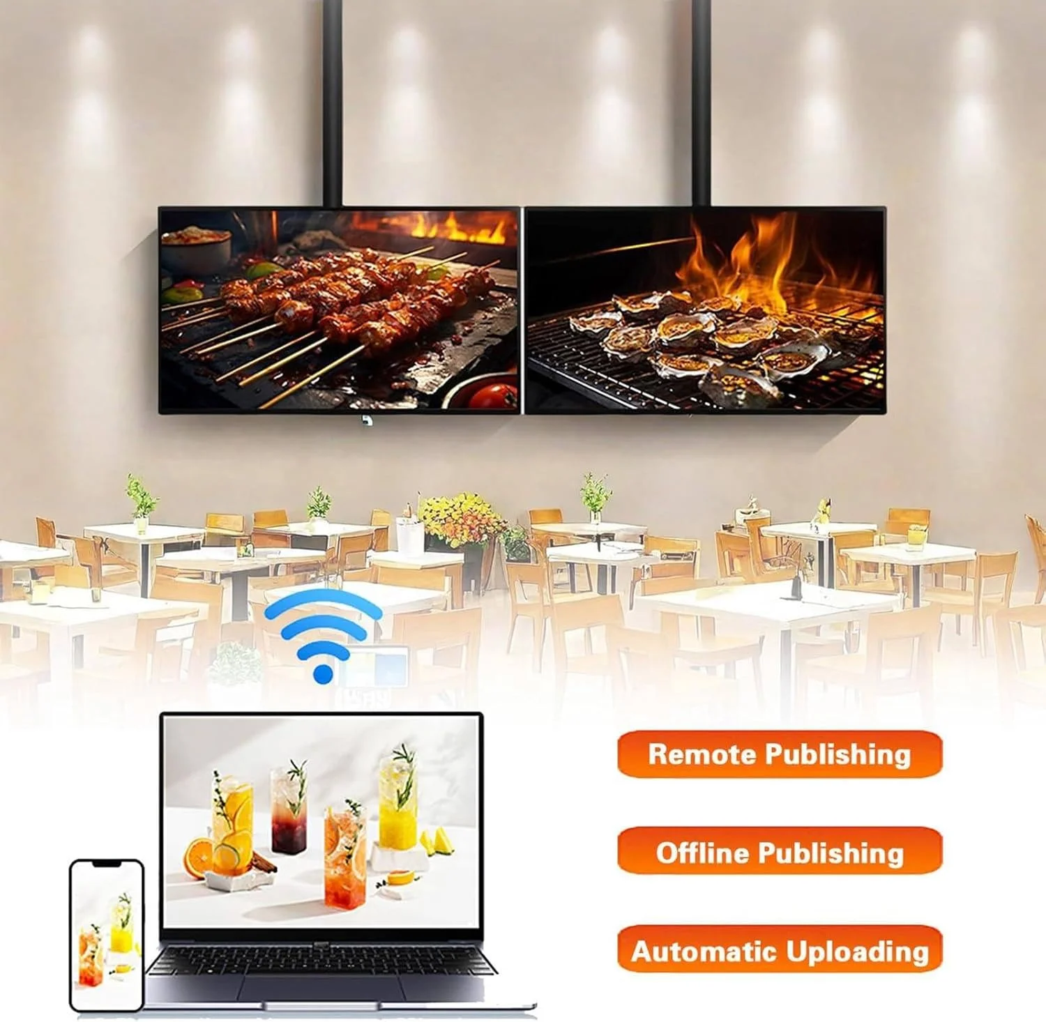 پوستر تبلیغاتی آویز فوق العاده نازک داخلی با Wi-Fi و کنترل از راه دور، نمایشگر دیجیتال LED 2k، صفحه نمایش تقسیم هوشمند، 1 گیگابایت + 32 گیگابایت، پشتیبانی از Wi-Fi/HDMI/USB/Rj45 32 اینچ - 1 عدد پوستر تبلیغاتی آویز فوق العاده نازک داخلی با Wi-Fi و کنترل از راه دور، نمایشگر دیجیتال LED 2k، صفحه نمایش تقسیم هوشمند، 1 گیگابایت + 32 گیگابایت، پشتیبانی از Wi-Fi/HDMI/USB/Rj45 32 اینچ - 1 عدد