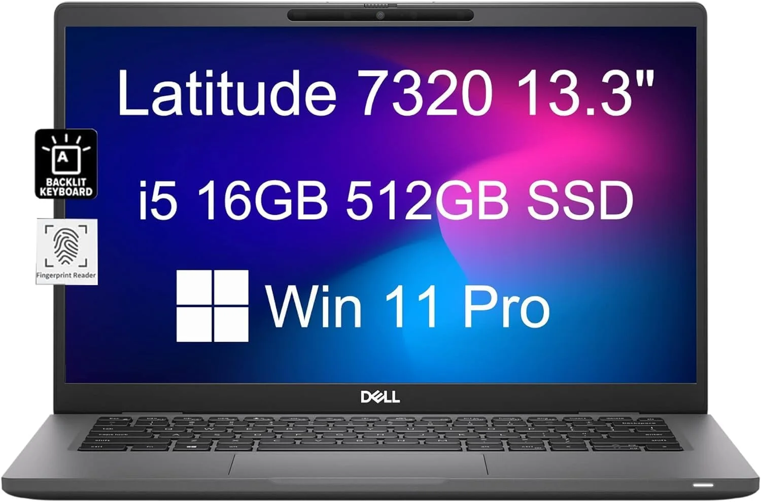 لپ تاپ تجاری دل (بازسازی شده) Latitude 7320 7000 (2023) با صفحه نمایش 13.3 اینچی FHD (پردازنده Intel Core i5-1145G7 vPro، رم 16 گیگابایتی، SSD 512 گیگابایتی)، دارای نور پس زمینه، Thunderbolt 4، وب کم IR 1080P، فیبر کربن، ویندوز 11 پرو