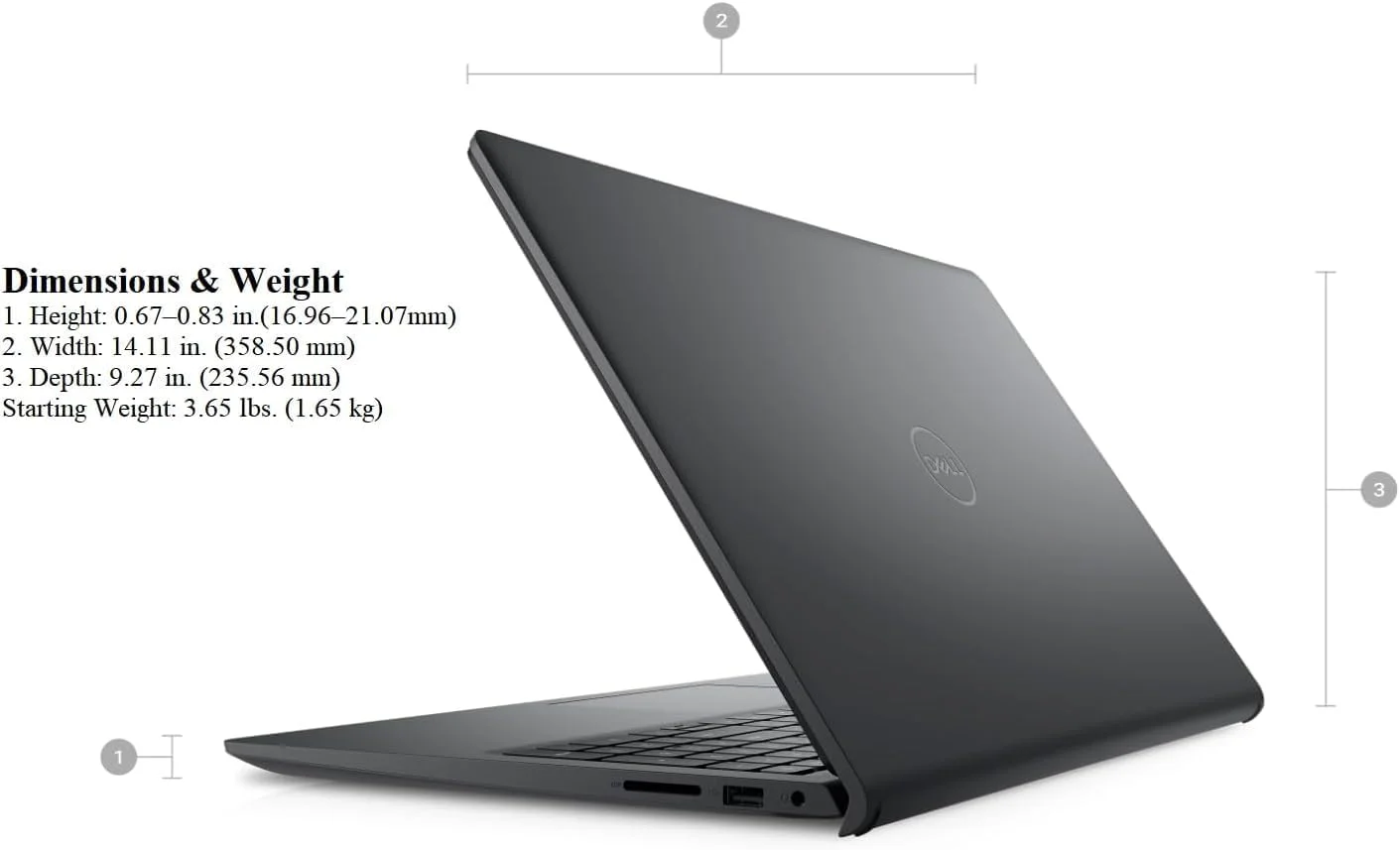 لپ تاپ تجاری DELL Inspiron 15 مدل 2023، صفحه نمایش 15.6 اینچی FHD با رزولوشن 1920x1080، پردازنده نسل دوازدهم Intel i5-1235U با فرکانس 1.30 تا 4.4 گیگاهرتز، 16 گیگابایت رم، 1 ترابایت SSD، ویندوز 11، وب کم، بلوتوث، مشکی کربنی لپ تاپ تجاری DELL Inspiron 15 مدل 2023، صفحه نمایش 15.6 اینچی FHD با رزولوشن 1920x1080، پردازنده نسل دوازدهم Intel i5-1235U با فرکانس 1.30 تا 4.4 گیگاهرتز، 16 گیگابایت رم، 1 ترابایت SSD، ویندوز 11، وب کم، بلوتوث، مشکی کربنی