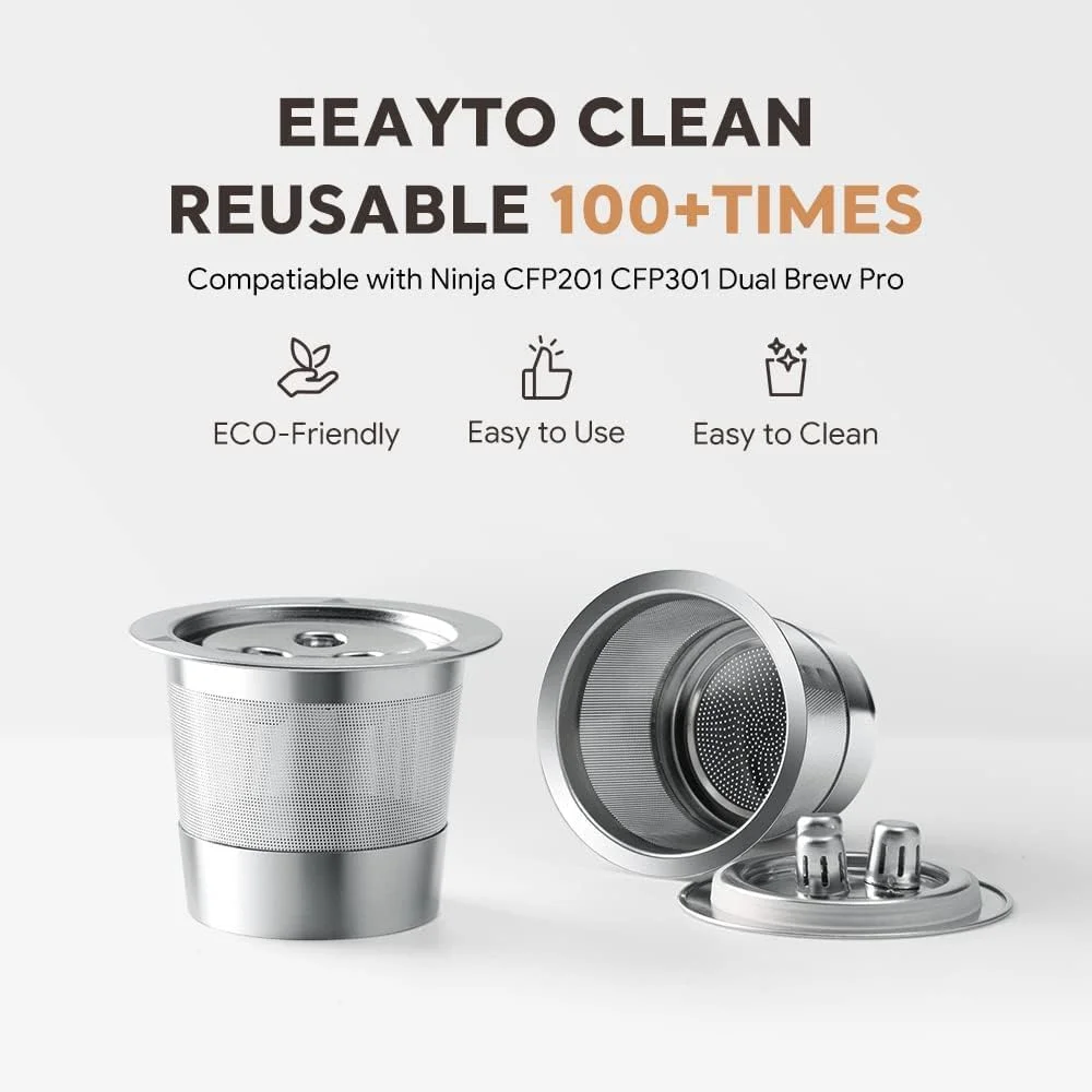 فیلترهای استیل ضد زنگ قابل استفاده مجدد K Cup KASTWAVE، بسته 2 عددی، طراحی شده برای دستگاه قهوه ساز Ninja Dual Brew، راه حل پایدار برای پادهای قهوه، سازگار با دستگاه Ninja CFP201 CFP301 Dual Brew Pro فیلترهای استیل ضد زنگ قابل استفاده مجدد K Cup KASTWAVE، بسته 2 عددی، طراحی شده برای دستگاه قهوه ساز Ninja Dual Brew، راه حل پایدار برای پادهای قهوه، سازگار با دستگاه Ninja CFP201 CFP301 Dual Brew Pro