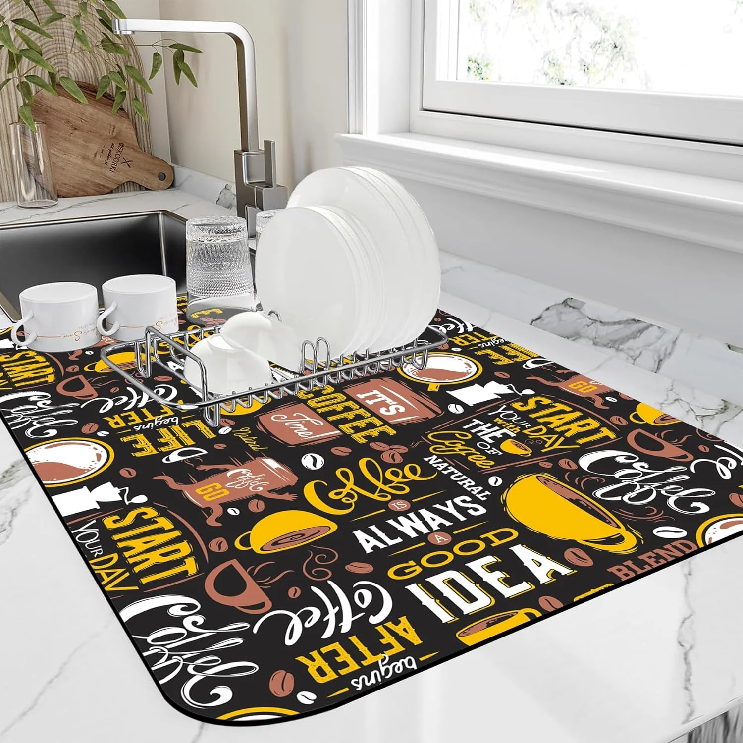 زیرانداز قهوه KASTWAVE، پد خشک کن ظروف برای پیشخوان آشپزخانه، پد خشک کن ظروف با پشتی لاستیکی ضد لغزش، زیرانداز قهوه ساز برای پیشخوان آشپزخانه، قوری قهوه (بزرگ، 40.64 در 60.96 سانتی متر) زیرانداز قهوه KASTWAVE، پد خشک کن ظروف برای پیشخوان آشپزخانه، پد خشک کن ظروف با پشتی لاستیکی ضد لغزش، زیرانداز قهوه ساز برای پیشخوان آشپزخانه، قوری قهوه (بزرگ، 40.64 در 60.96 سانتی متر)