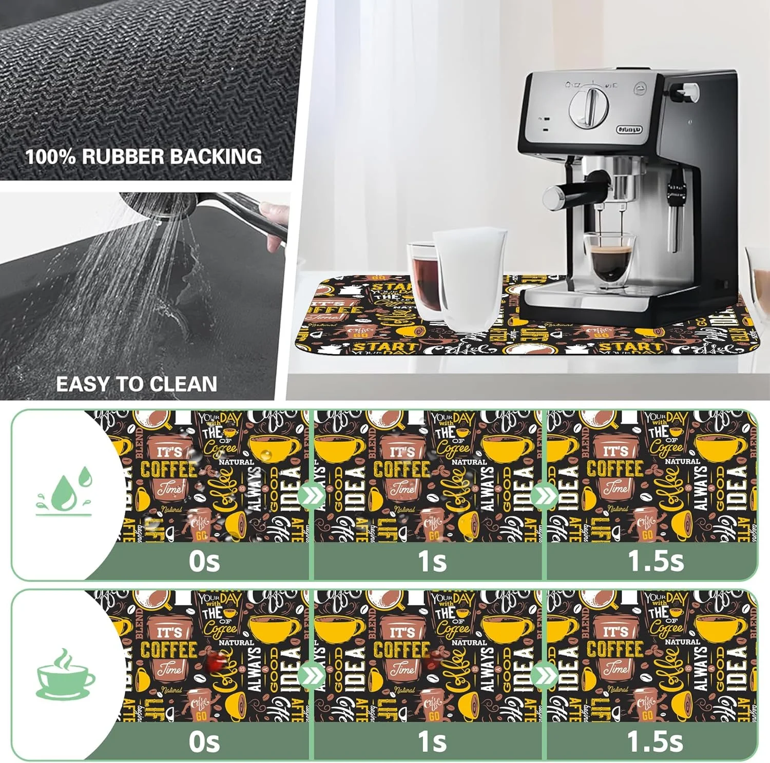 زیرانداز قهوه KASTWAVE، پد خشک کن ظروف برای پیشخوان آشپزخانه، پد خشک کن ظروف با پشتی لاستیکی ضد لغزش، زیرانداز قهوه ساز برای پیشخوان آشپزخانه، قوری قهوه (بزرگ، 40.64 در 60.96 سانتی متر) زیرانداز قهوه KASTWAVE، پد خشک کن ظروف برای پیشخوان آشپزخانه، پد خشک کن ظروف با پشتی لاستیکی ضد لغزش، زیرانداز قهوه ساز برای پیشخوان آشپزخانه، قوری قهوه (بزرگ، 40.64 در 60.96 سانتی متر)