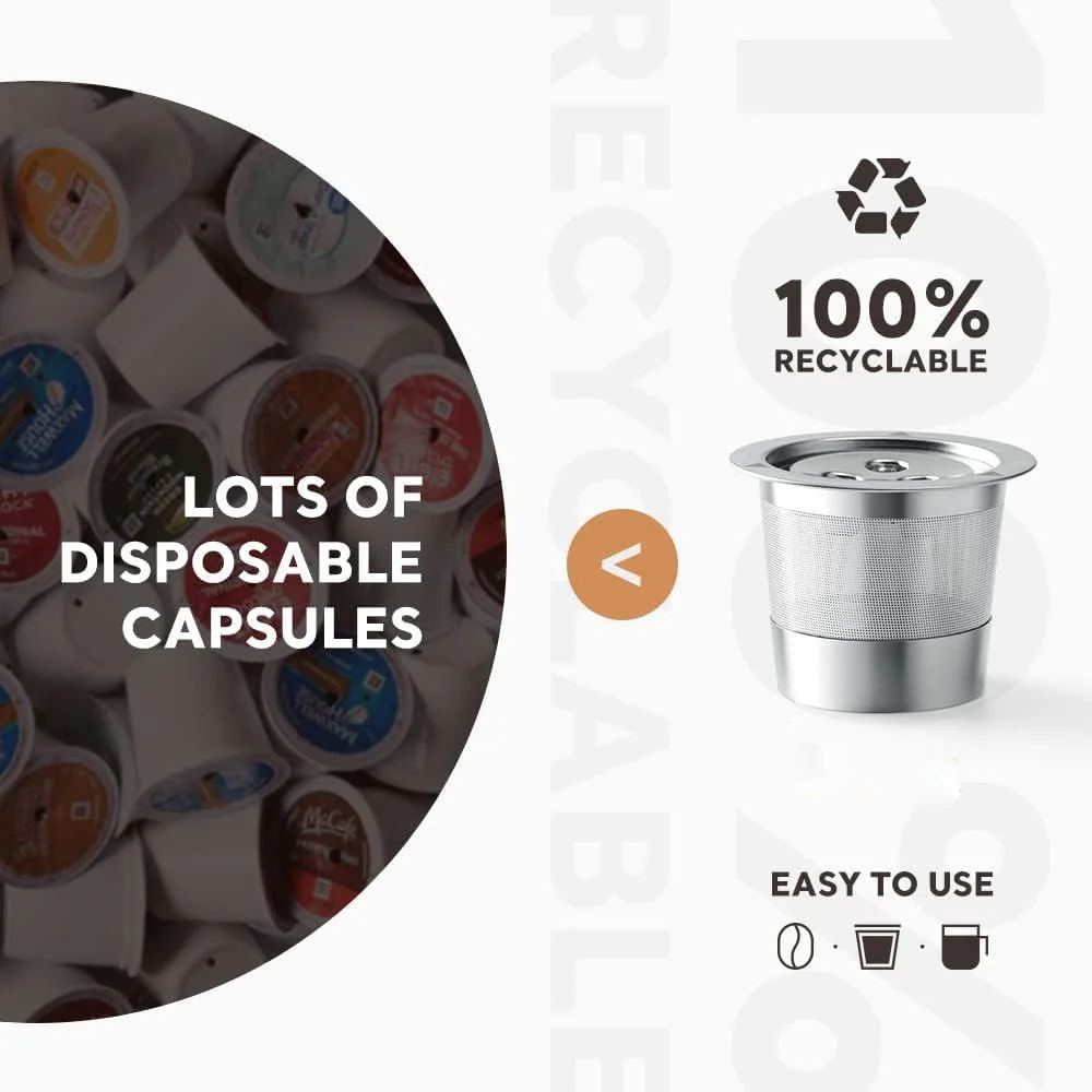 فیلترهای استیل ضد زنگ قابل استفاده مجدد K Cup KASTWAVE، بسته 2 عددی، طراحی شده برای دستگاه قهوه ساز Ninja Dual Brew، راه حل پایدار برای پادهای قهوه، سازگار با دستگاه Ninja CFP201 CFP301 Dual Brew Pro فیلترهای استیل ضد زنگ قابل استفاده مجدد K Cup KASTWAVE، بسته 2 عددی، طراحی شده برای دستگاه قهوه ساز Ninja Dual Brew، راه حل پایدار برای پادهای قهوه، سازگار با دستگاه Ninja CFP201 CFP301 Dual Brew Pro