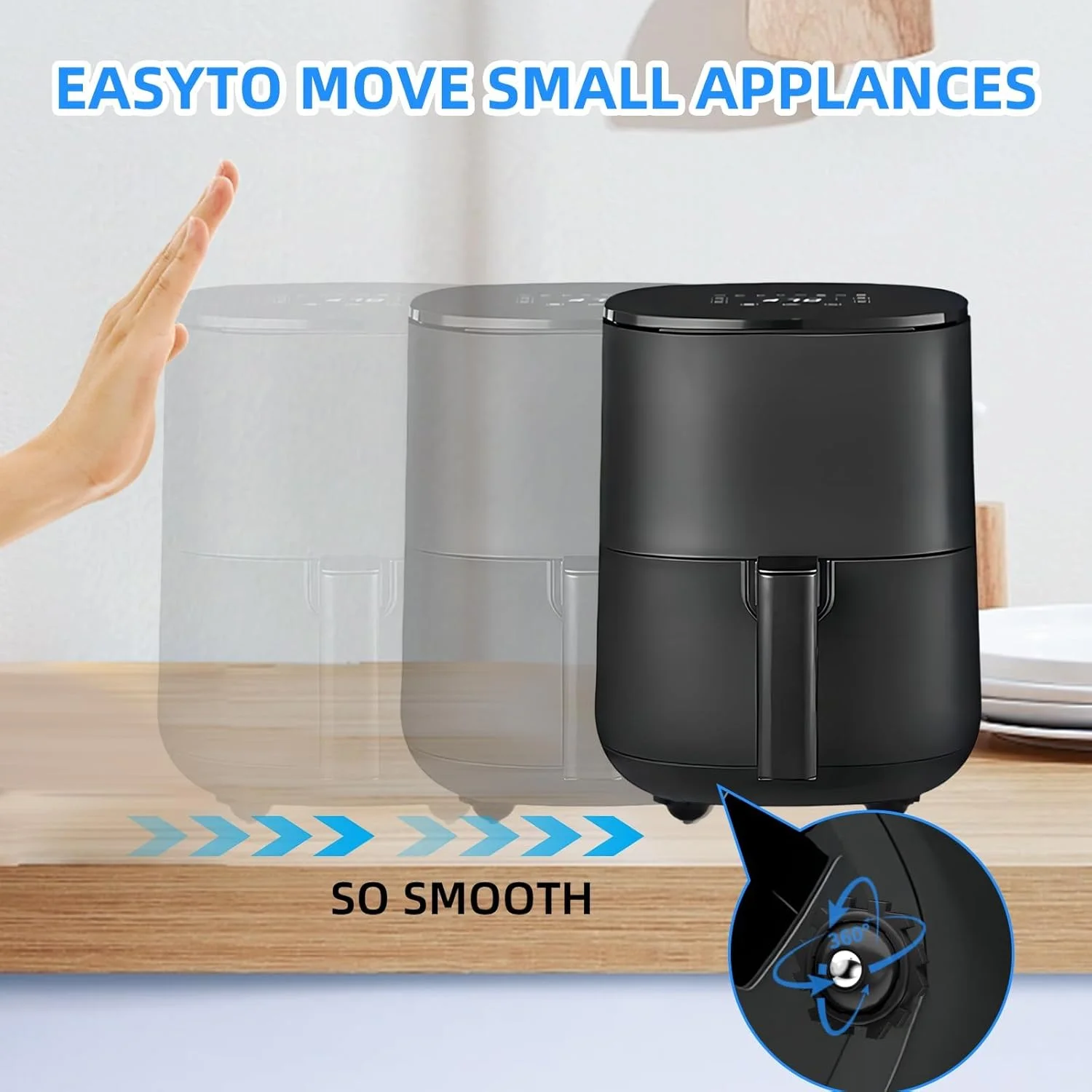 چرخ‌های چسبی KASTWAVE، 24 عدد چرخ گردان کوچک 360 درجه برای مبلمان، غلتک‌های لوازم کوچک متصل DIY برای آشپزخانه، چرخ‌های گردان جهانی برای قهوه ساز، مشکی