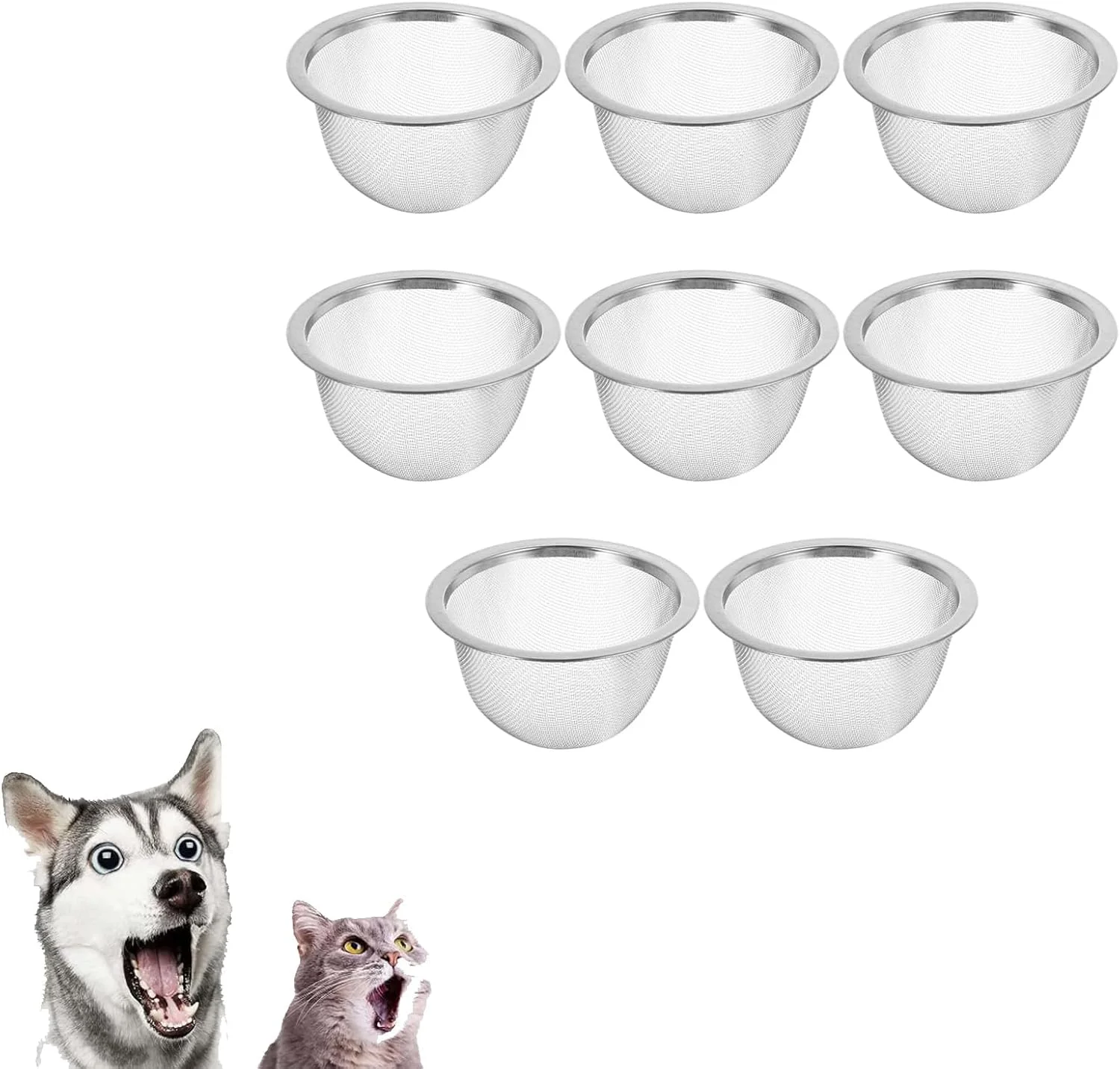 صافی چای استیل KASTWAVE، بسته 8 عددی، صافی فلزی جایگزین قوری، توری صافی برای قهوه ساز و چای ساز، قهوه دم کن، قطر 6.9 * 5 سانتی متر
