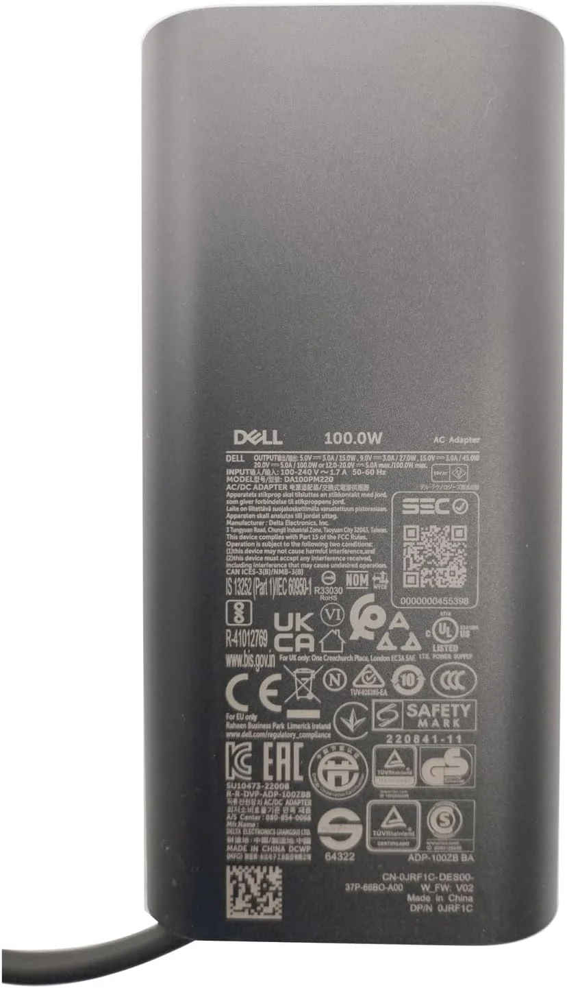 شارژر لپ تاپ دل 100 واتی USB Type C مناسب برای Precision 5680 3580 3580 3580 3581، Latitude 5340 7640 7640 7340 5440 5540 9440، Inspiron 14 Plus 7430