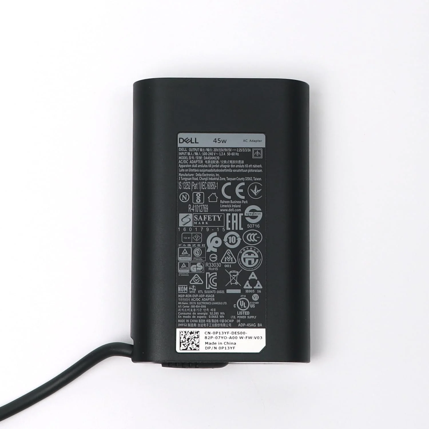 شارژر لپ تاپ دل 45 وات USB Type C، آداپتور AC، مناسب برای XPS 9315 2-in-1 XPS 13 9350 9360 9365 9370 9380، مشکی، DA45NM210 شارژر لپ تاپ دل 45 وات USB Type C، آداپتور AC، مناسب برای XPS 9315 2-in-1 XPS 13 9350 9360 9365 9370 9380، مشکی، DA45NM210