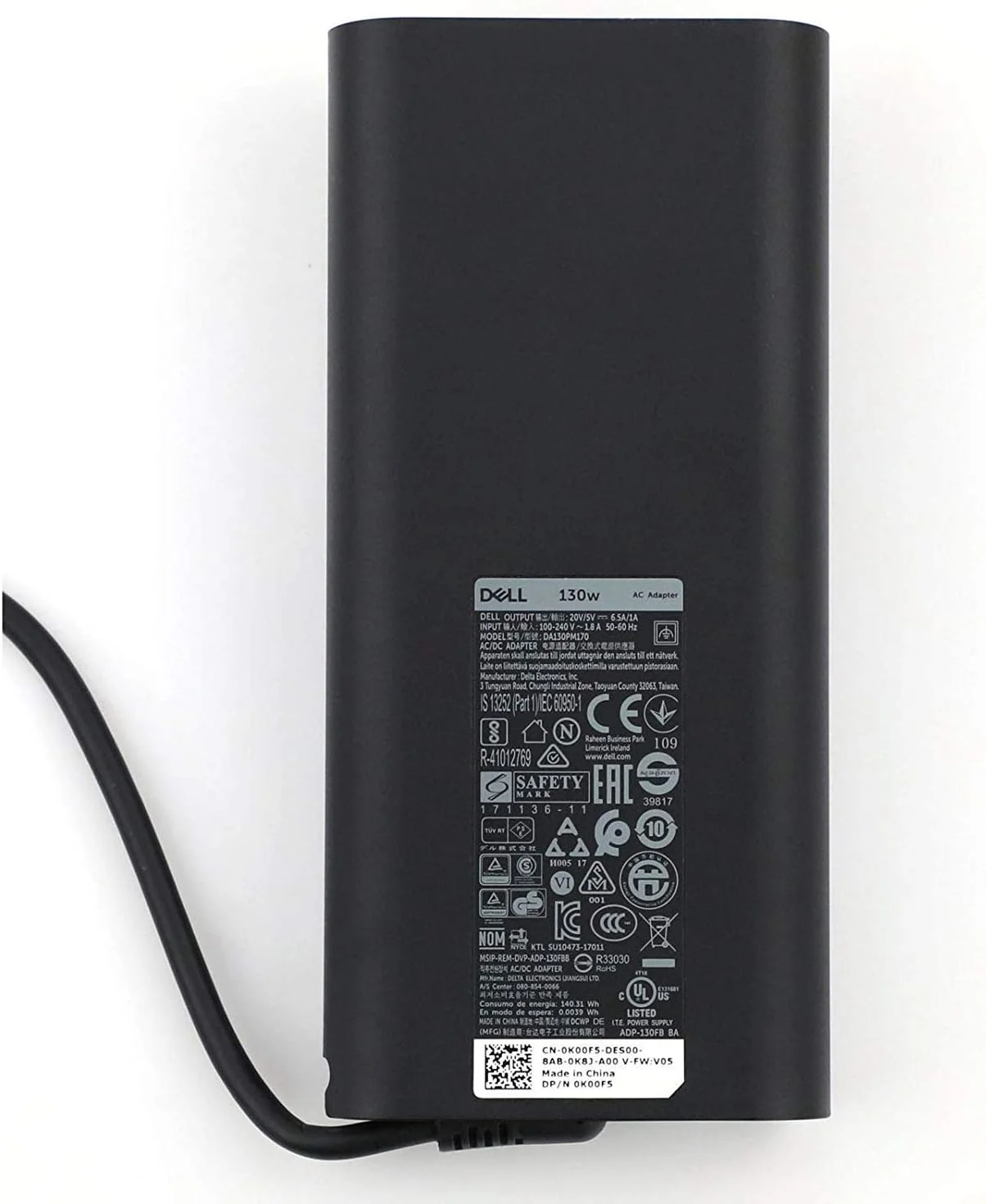 آداپتور برق 130 واتی USB Type C دل مدل 0K00F5 K00F5 مناسب برای XPS 15 9575, XPS 15 9570, XPS 15 2-in-1 9575, XPS 2-in-1 4K T XPS9575-7354BLK-PUS 20V 6.5A - ارسال از انگلستان آداپتور برق 130 واتی USB Type C دل مدل 0K00F5 K00F5 مناسب برای XPS 15 9575, XPS 15 9570, XPS 15 2-in-1 9575, XPS 2-in-1 4K T XPS9575-7354BLK-PUS 20V 6.5A - ارسال از انگلستان