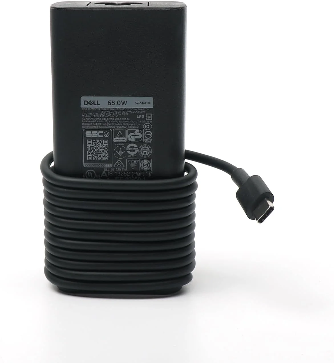شارژر لپ تاپ 65 واتی USB C دل، آداپتور AC Latitude 5300 2 در 1، 5310 2 در 1، 5320، 5330، 5340، 5350 با سیم برق 3 فوتی، مشکی، HA65NM190