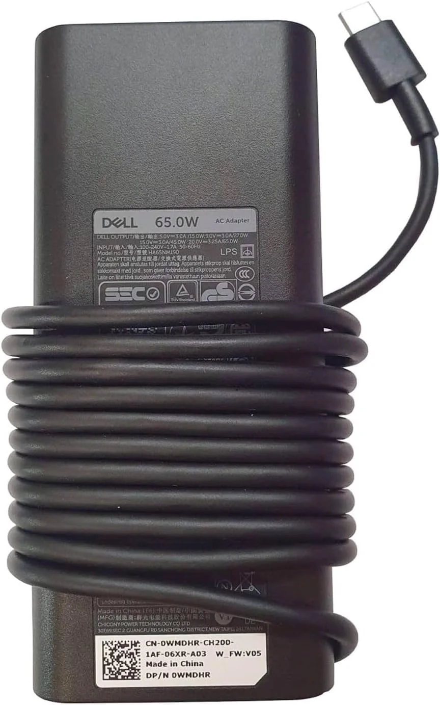 شارژر آداپتور برق 65 واتی USB-C دل، مناسب برای Chromebook 3380 5190، Venue 5855 5056، Latitude 3380 3390 5285 5289 5290 7212 7275 7289 7370 7389 7390، XPS 9250 9365، مدل 450-AGOL 2YK0F M1WCF UK شارژر آداپتور برق 65 واتی USB-C دل، مناسب برای Chromebook 3380 5190، Venue 5855 5056، Latitude 3380 3390 5285 5289 5290 7212 7275 7289 7370 7389 7390، XPS 9250 9365، مدل 450-AGOL 2YK0F M1WCF UK