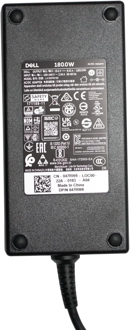 آداپتور شارژر AC اصلی لپ تاپ برای Dell Precision M4600 M4700 M6300 M6400 74X5J 074X5J Alienware M14X M15x M17x R3 DA180PM111 منبع تغذیه لپ تاپ 19.5V 9.23A 180W آداپتور شارژر AC اصلی لپ تاپ برای Dell Precision M4600 M4700 M6300 M6400 74X5J 074X5J Alienware M14X M15x M17x R3 DA180PM111 منبع تغذیه لپ تاپ 19.5V 9.23A 180W