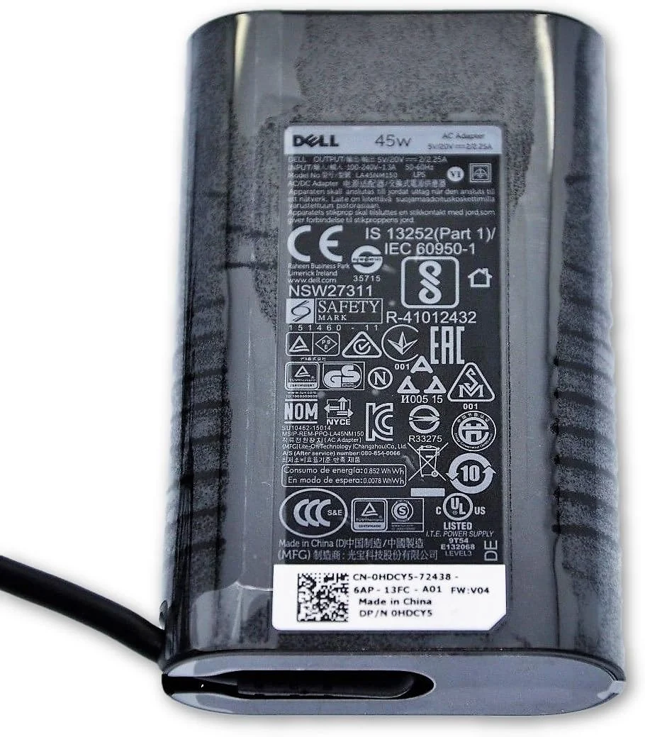 آداپتور برق 45 واتی USB-C دل مدل 4RYWW مناسب برای Latitude 3390 5175 5179 5285 5289 7212 7275 7285 7289 7389 7390، XPS 12 9250، XPS 13 9365، 9370، Chromebook 5190 - مشکی آداپتور برق 45 واتی USB-C دل مدل 4RYWW مناسب برای Latitude 3390 5175 5179 5285 5289 7212 7275 7285 7289 7389 7390، XPS 12 9250، XPS 13 9365، 9370، Chromebook 5190 - مشکی
