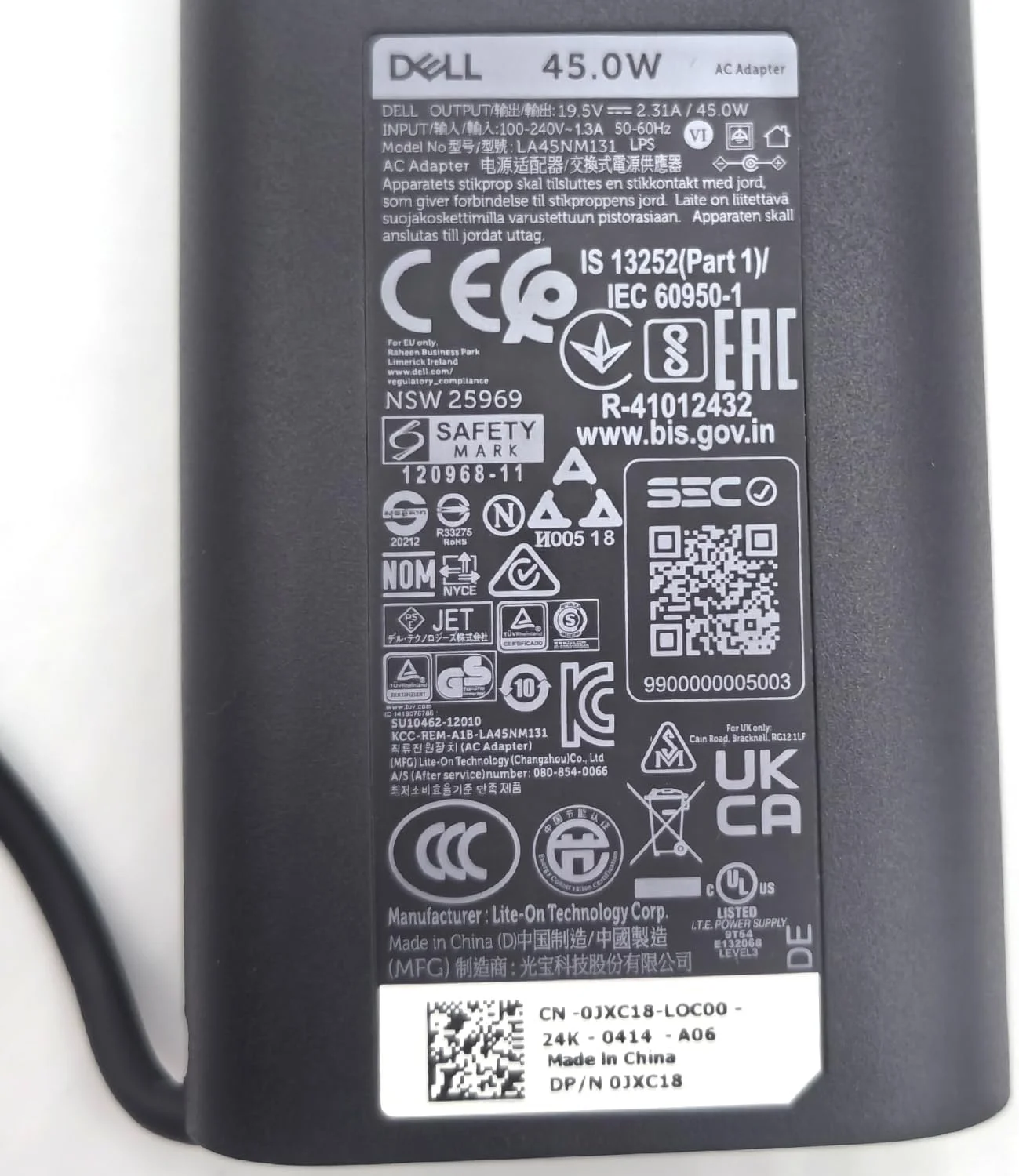 شارژر لپ تاپ دل 45 وات با نوک 4.5 میلی متری، آداپتور AC XPS 9360 9370 9380، شارژر AC Latitude 3310 2 در 1 7350 3400 3500، مشکی، LA45NM131 شارژر لپ تاپ دل 45 وات با نوک 4.5 میلی متری، آداپتور AC XPS 9360 9370 9380، شارژر AC Latitude 3310 2 در 1 7350 3400 3500، مشکی، LA45NM131