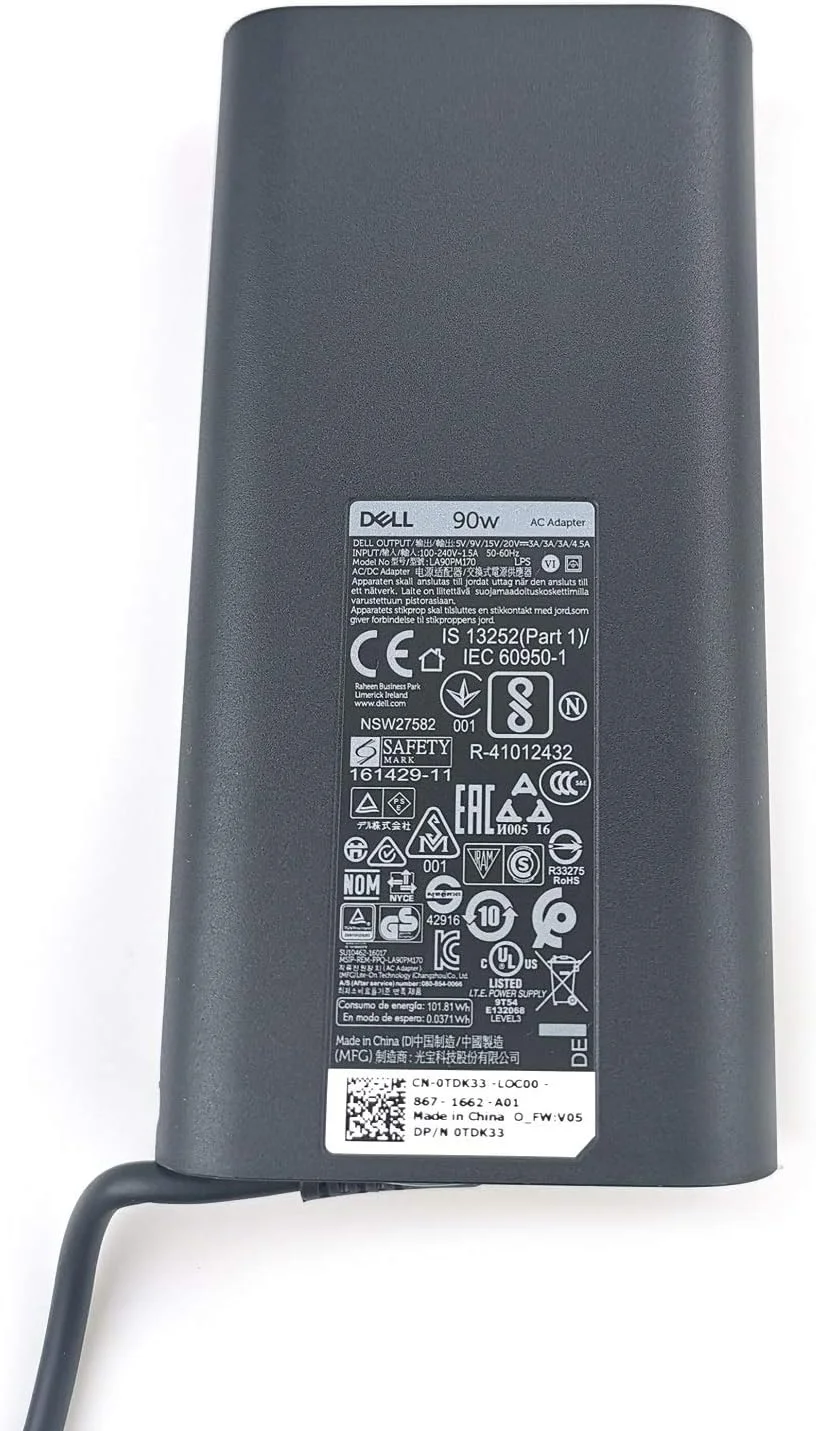 شارژر جدید لپ تاپ 90 وات USB Type C (USB-C) آداپتور برق AC به همراه سیم برق برای Dell XPS 13، Precision 3540، Latitude 3400، 3500، 5289، 5300 2in1، 7400 2in1، 7300، 7390 2in1، 7200 2in1، 5400، 0TDK33 شارژر جدید لپ تاپ 90 وات USB Type C (USB-C) آداپتور برق AC به همراه سیم برق برای Dell XPS 13، Precision 3540، Latitude 3400، 3500، 5289، 5300 2in1، 7400 2in1، 7300، 7390 2in1، 7200 2in1، 5400، 0TDK33