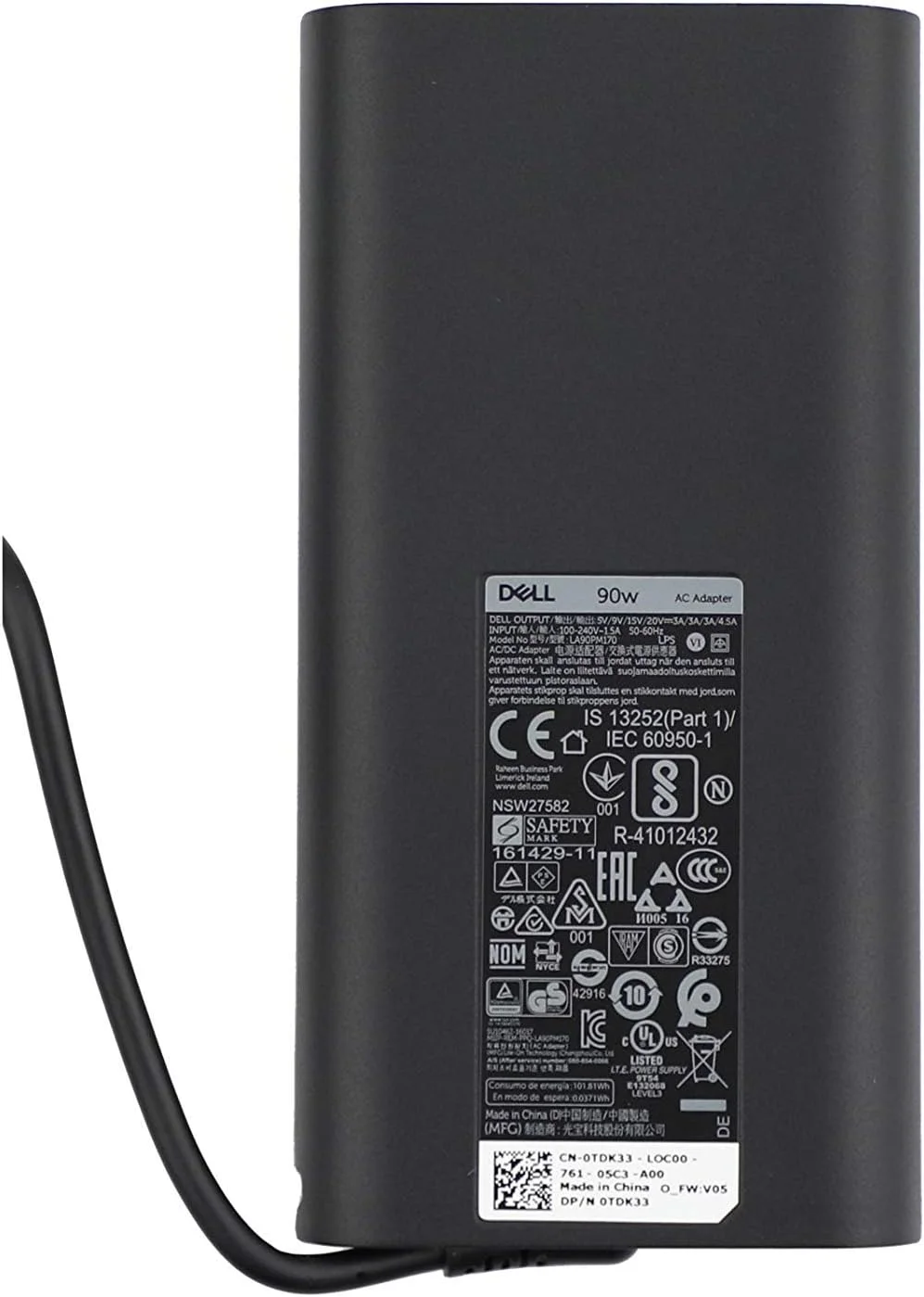 آداپتور برق دل LA90PM170 USB-C مدل TDK33 0TDK33 با خروجی 20 ولت/12 ولت/9 ولت/5 ولت - 4.5 آمپر/3 آمپر/3 آمپر/3 آمپر، شارژر 90 واتی Type-C، LA90PM170 مناسب برای Latitude 5280 5480 5580 7280 7480 7380 آداپتور برق دل LA90PM170 USB-C مدل TDK33 0TDK33 با خروجی 20 ولت/12 ولت/9 ولت/5 ولت - 4.5 آمپر/3 آمپر/3 آمپر/3 آمپر، شارژر 90 واتی Type-C، LA90PM170 مناسب برای Latitude 5280 5480 5580 7280 7480 7380