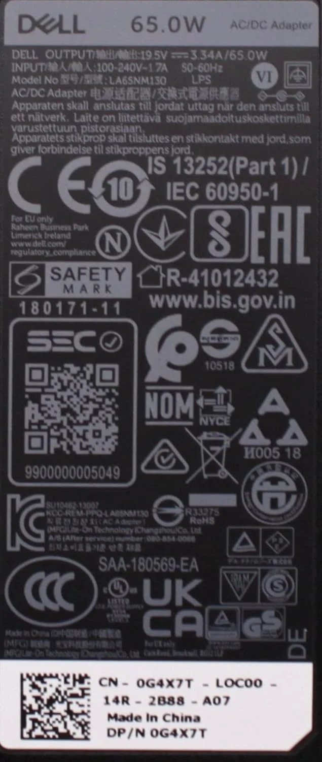 آداپتور AC دل PA12 65W مدل 928G4 / N6M8J / 6TM1C / RGFH0 آداپتور AC دل PA12 65W مدل 928G4 / N6M8J / 6TM1C / RGFH0