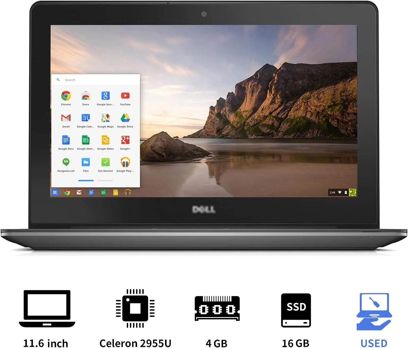 لپ تاپ Dell Chromebook 11 CB1C13 (بازسازی شده) پردازنده Intel Celeron 2955U، رم 4 گیگابایتی، حافظه 16 گیگابایتی، شارژر