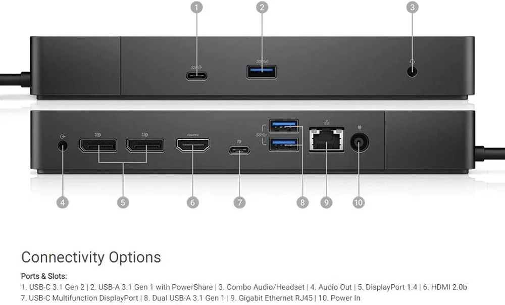 داک استیشن دل WD19 130W (با توان تحویلی 90W) USB-C، HDMI، Dual DisplayPort، مشکی داک استیشن دل WD19 130W (با توان تحویلی 90W) USB-C، HDMI، Dual DisplayPort، مشکی