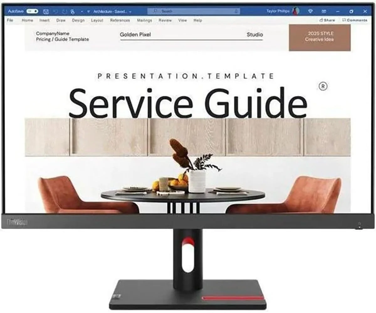 مانیتور ال ای دی 24 اینچی لنوو ThinkVision S24i-30 کلاس Full HD - 16:9 - مشکی کلاغی، خاکستری طوفانی