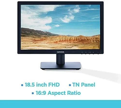 مانیتور ال ای دی 18.5 اینچی لنوو مدل D19-10 با رزولوشن 1366x768 پیکسل، پنل TN، زمان پاسخگویی 5 میلیثانیه، روشنایی 200 نیت، دارای پورتهای HDMI و VGA، به همراه کابل HDMI و پوشش 72% طیف رنگی (مشکی کلاغی) مانیتور ال ای دی 18.5 اینچی لنوو مدل D19-10 با رزولوشن 1366x768 پیکسل، پنل TN، زمان پاسخگویی 5 میلیثانیه، روشنایی 200 نیت، دارای پورتهای HDMI و VGA، به همراه کابل HDMI و پوشش 72% طیف رنگی (مشکی کلاغی)