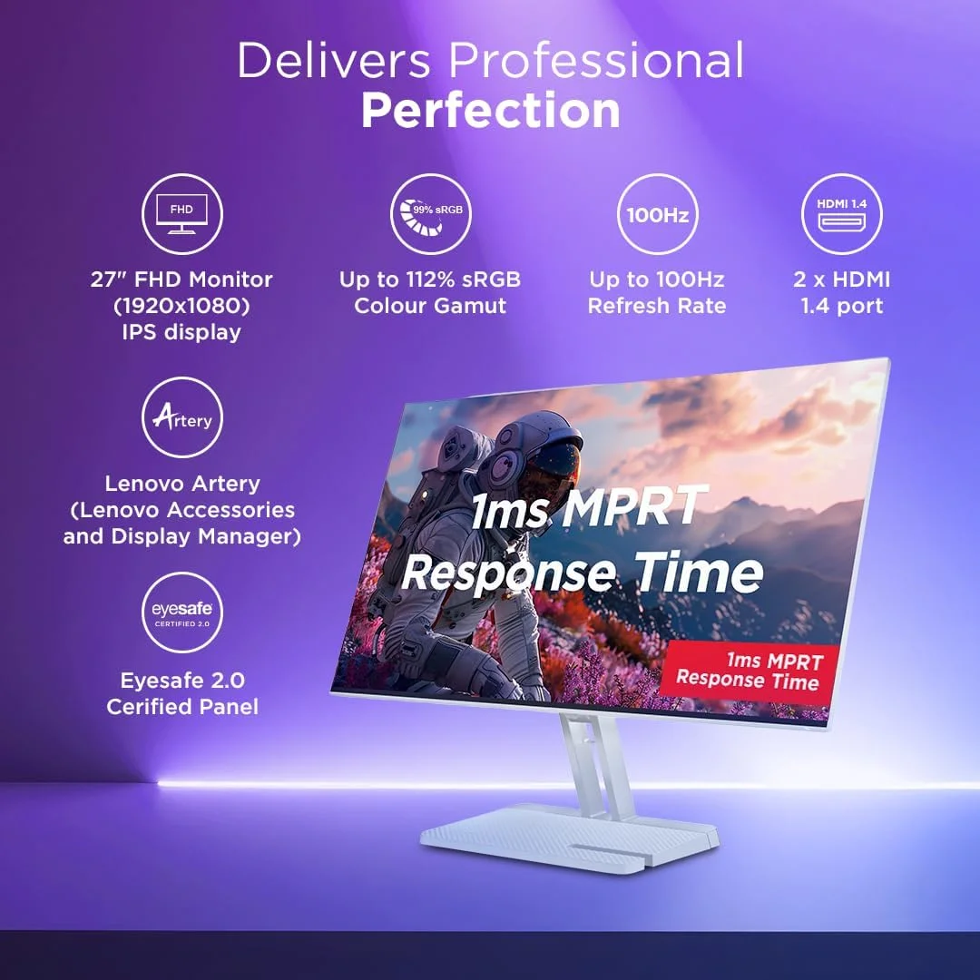 مانیتور 27 اینچی FHD IPS سری L لنوو (68.5 سانتی متر)| 100 هرتز، 1 میلی ثانیه، FreeSync، 99% sRGB، بلندگوهای 3Wx2، سفارشی سازی نمایشگر هوشمند Artery، 2X HDMI 1.4، 1x VGA، Tilt، خاکستری ابری، L27i-4A مانیتور 27 اینچی FHD IPS سری L لنوو (68.5 سانتی متر)| 100 هرتز، 1 میلی ثانیه، FreeSync، 99% sRGB، بلندگوهای 3Wx2، سفارشی سازی نمایشگر هوشمند Artery، 2X HDMI 1.4، 1x VGA، Tilt، خاکستری ابری، L27i-4A