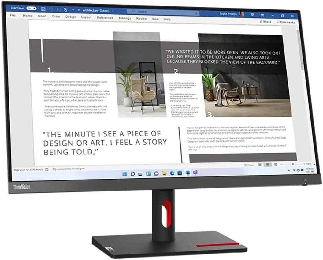 مانیتور ال ای دی 27 اینچی لنوو ThinkVision S27i-30 Full HD - نسبت تصویر 16:9 - خاکستری طوفانی