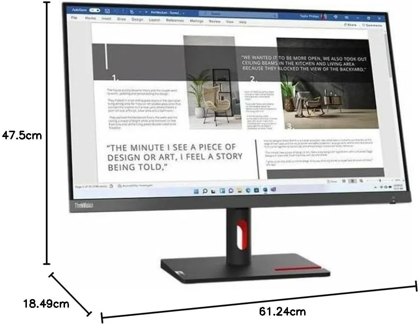مانیتور ال ای دی 27 اینچی لنوو ThinkVision S27i-30 Full HD - نسبت تصویر 16:9 - خاکستری طوفانی