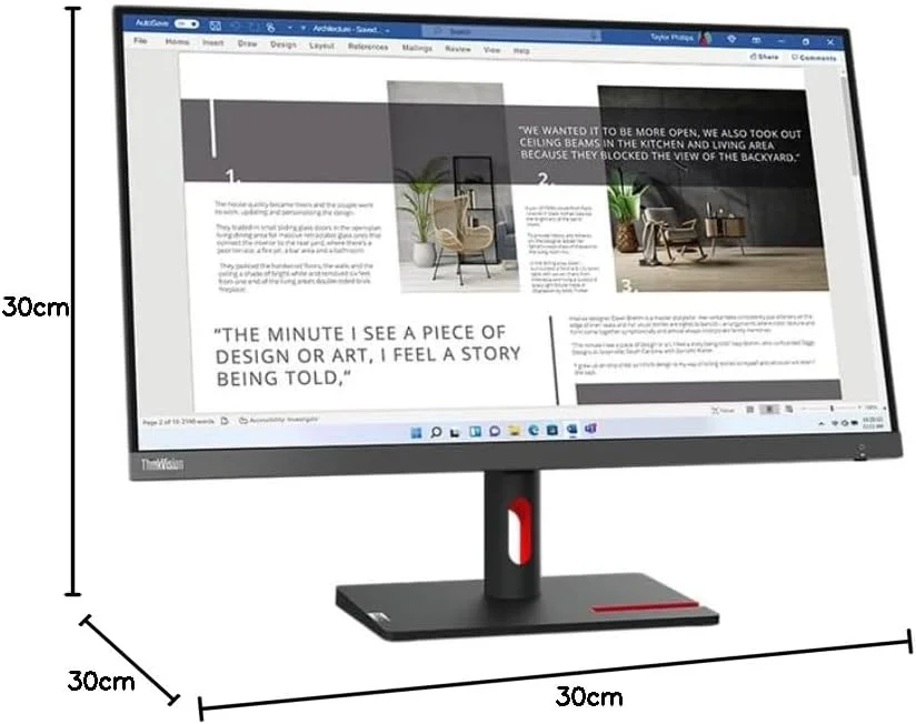 نمایشگر ال ای دی لنوو ThinkVision S27i-30 سایز 68.6 سانتی متر (27 اینچ) رزولوشن 1920 x 1080 پیکسل Full HD خاکستری