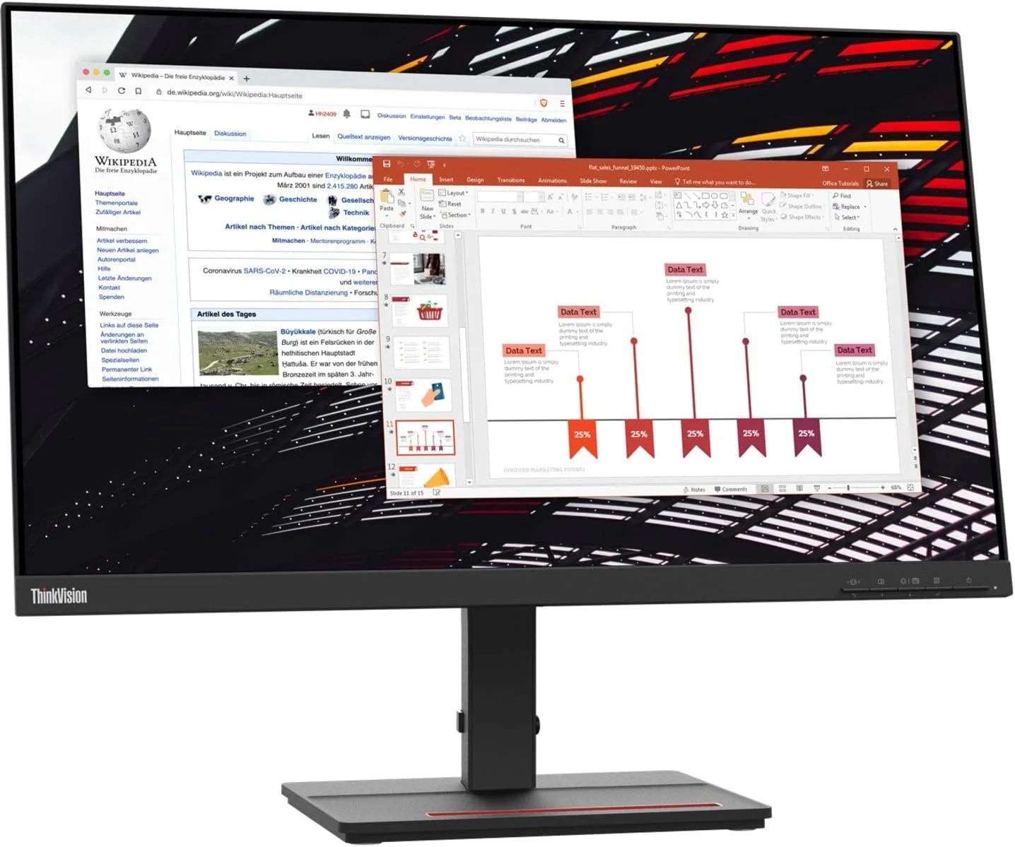مانیتور ال سی دی 23.8 اینچی Lenovo ThinkVision S24e-20 Full HD WLED - 16:9 - مشکی کلاغی