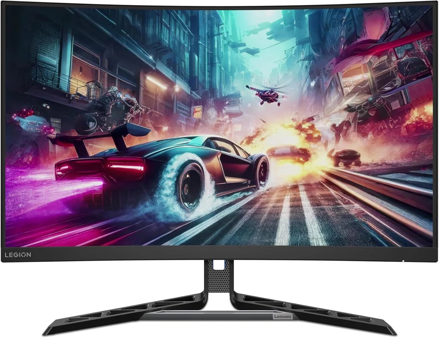 مانیتور گیمینگ لنوو Legion R32qc-30 خمیده QHD VA با نرخ 180 هرتز و زمان پاسخگویی 0.5 میلی‌ثانیه، دارای HDMI 2.1، DisplayPort، AMD FreeSync، بلندگو، قابلیت تنظیم شیب، چرخش و ارتفاع