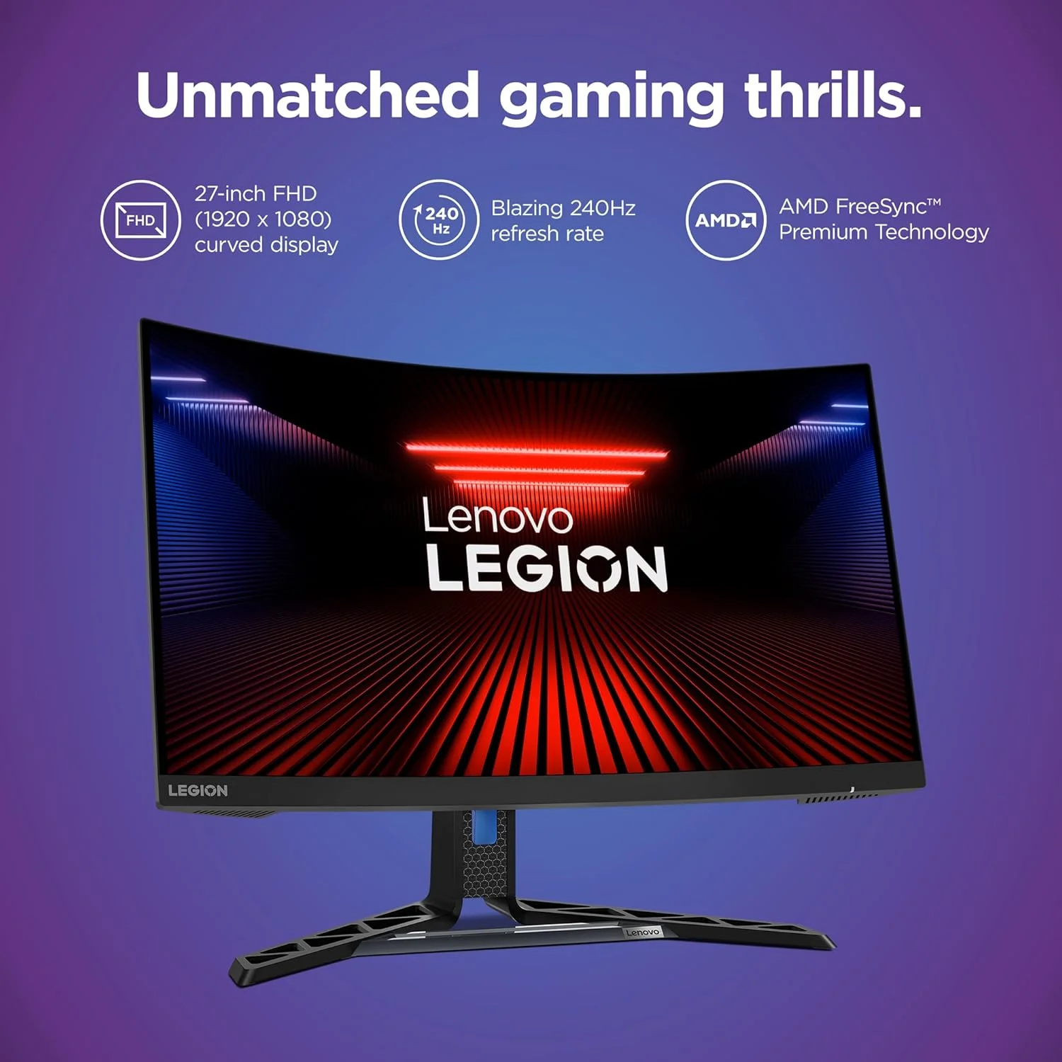 مانیتور گیمینگ لنوو Legion R27fc-30 - صفحه نمایش 27 اینچی FHD - 240Hz–280Hz - زمان پاسخگویی 0.5ms–6ms - AMD FreeSync Premium - VESA Adaptive Sync - پایه با قابلیت تنظیم ارتفاع/شیب/چرخش/محور - HDMI - DisplayPort - Audio