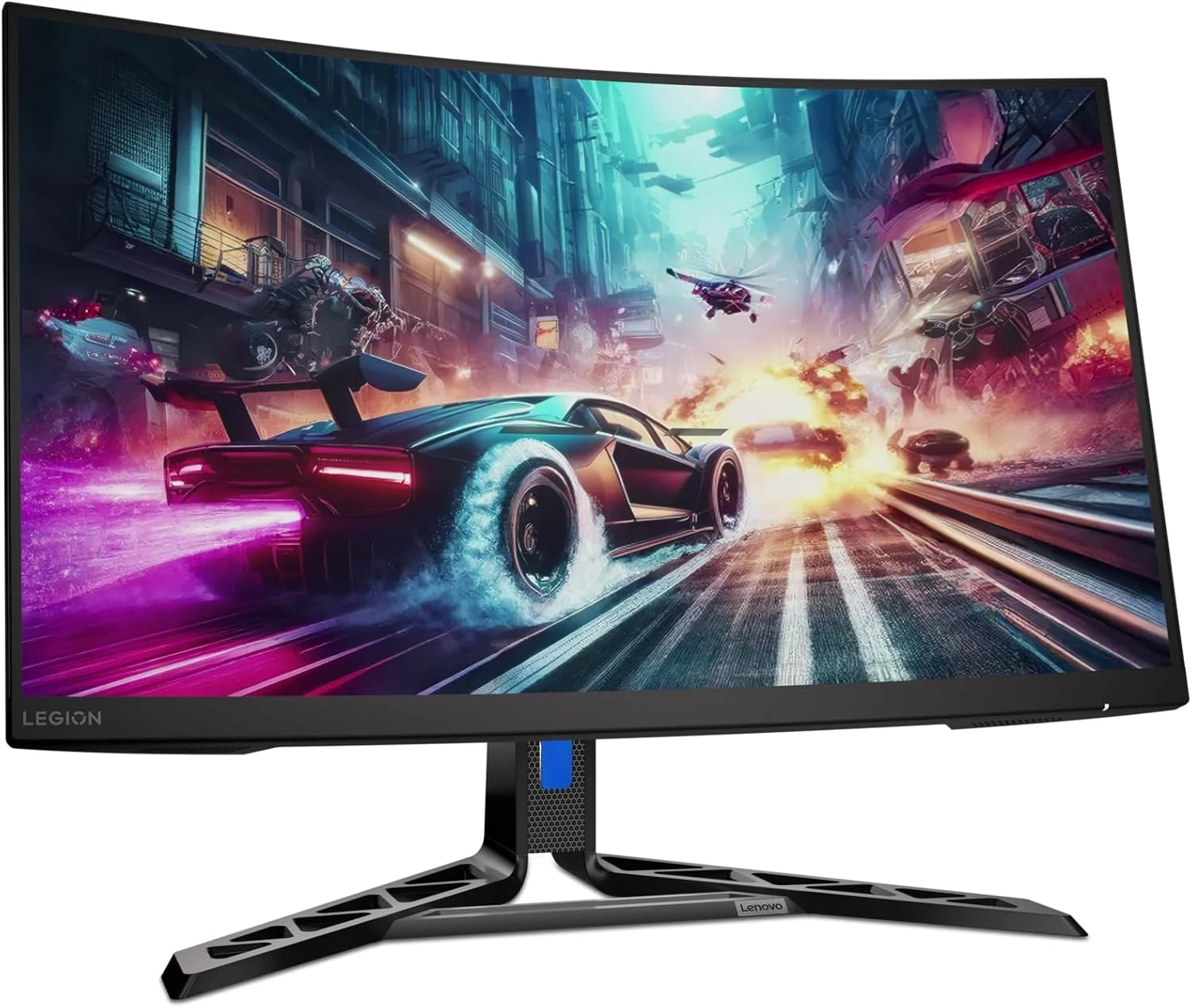 مانیتور گیمینگ لنوو Legion R32qc-30 خمیده QHD VA با نرخ 180 هرتز و زمان پاسخگویی 0.5 میلی‌ثانیه، دارای HDMI 2.1، DisplayPort، AMD FreeSync، بلندگو، قابلیت تنظیم شیب، چرخش و ارتفاع