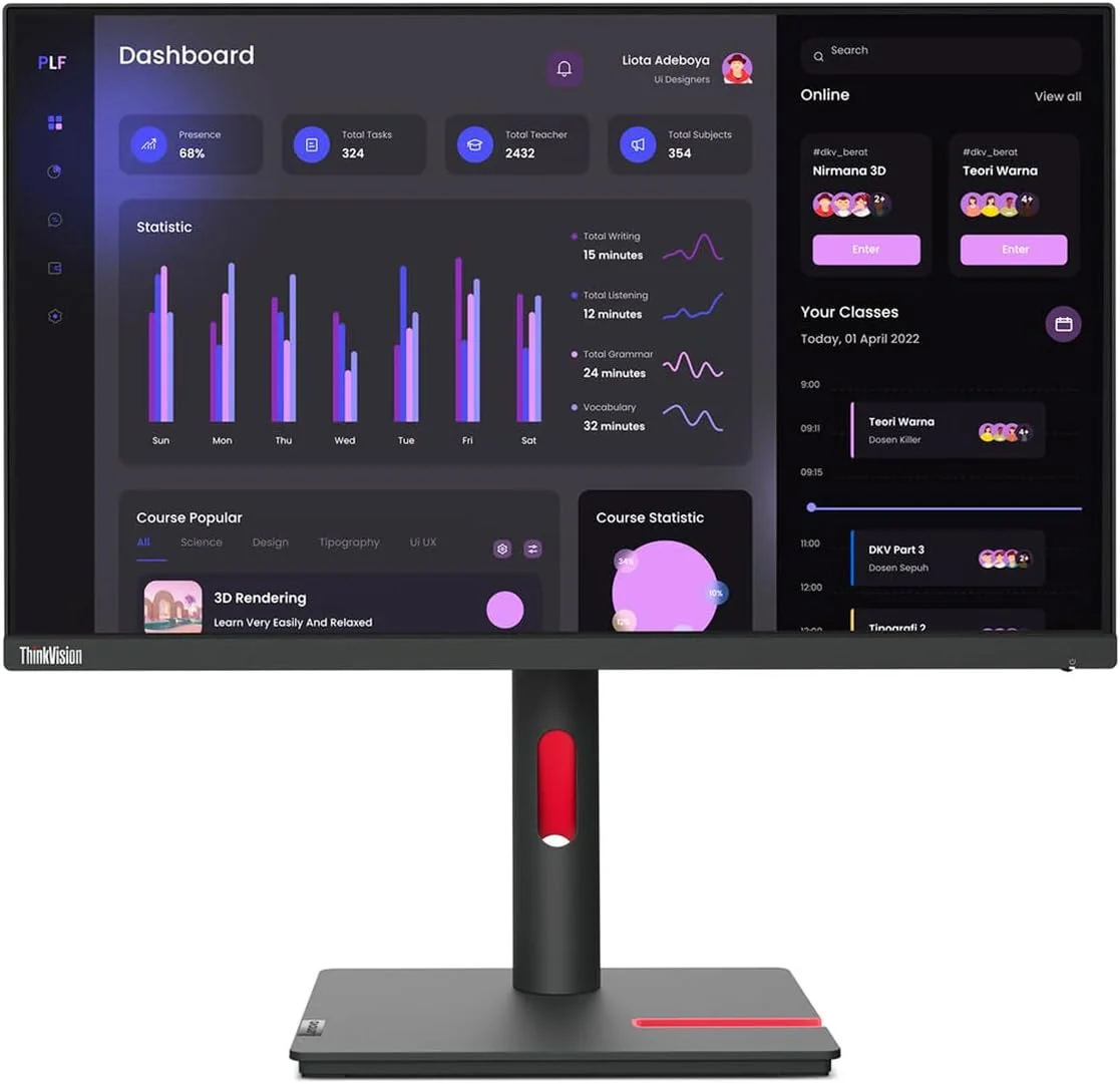 مانیتور ال سی دی 23.8 اینچی لنوو ThinkVision T24i-30 Full HD WLED - نسبت تصویر 16:9