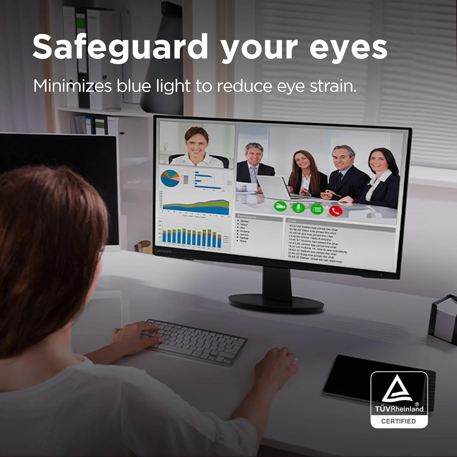 مانیتور 27 اینچی لنوو N27q IPS QHD 100Hz 4ms با Eyesafe، DisplayPort، HDMI 2.1 TMDS، HDR10 و پایه شیب دار - مشکی