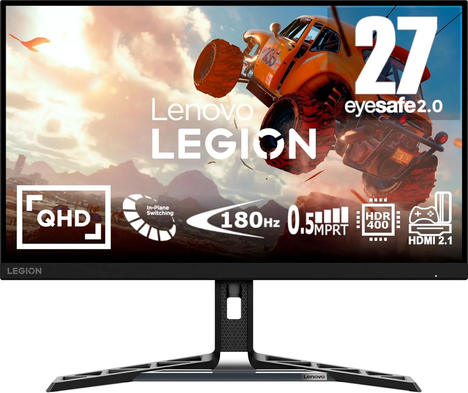 مانیتور گیمینگ 27 اینچی لنوو Legion R27QE-30، پنل IPS QHD، نرخ نوسازی 180 هرتز، زمان پاسخگویی 0.5 میلی‌ثانیه (MPRT)، پوشش 99% sRGB، دارای 2 پورت HDMI 2.1 TMDS، پورت DP 1.4، قابلیت تنظیم شیب، چرخش، محور، ارتفاع، دارای استاندارد TÜV Rheinland Flicker Free، سه سال گارانتی [67C5GAC1UK]